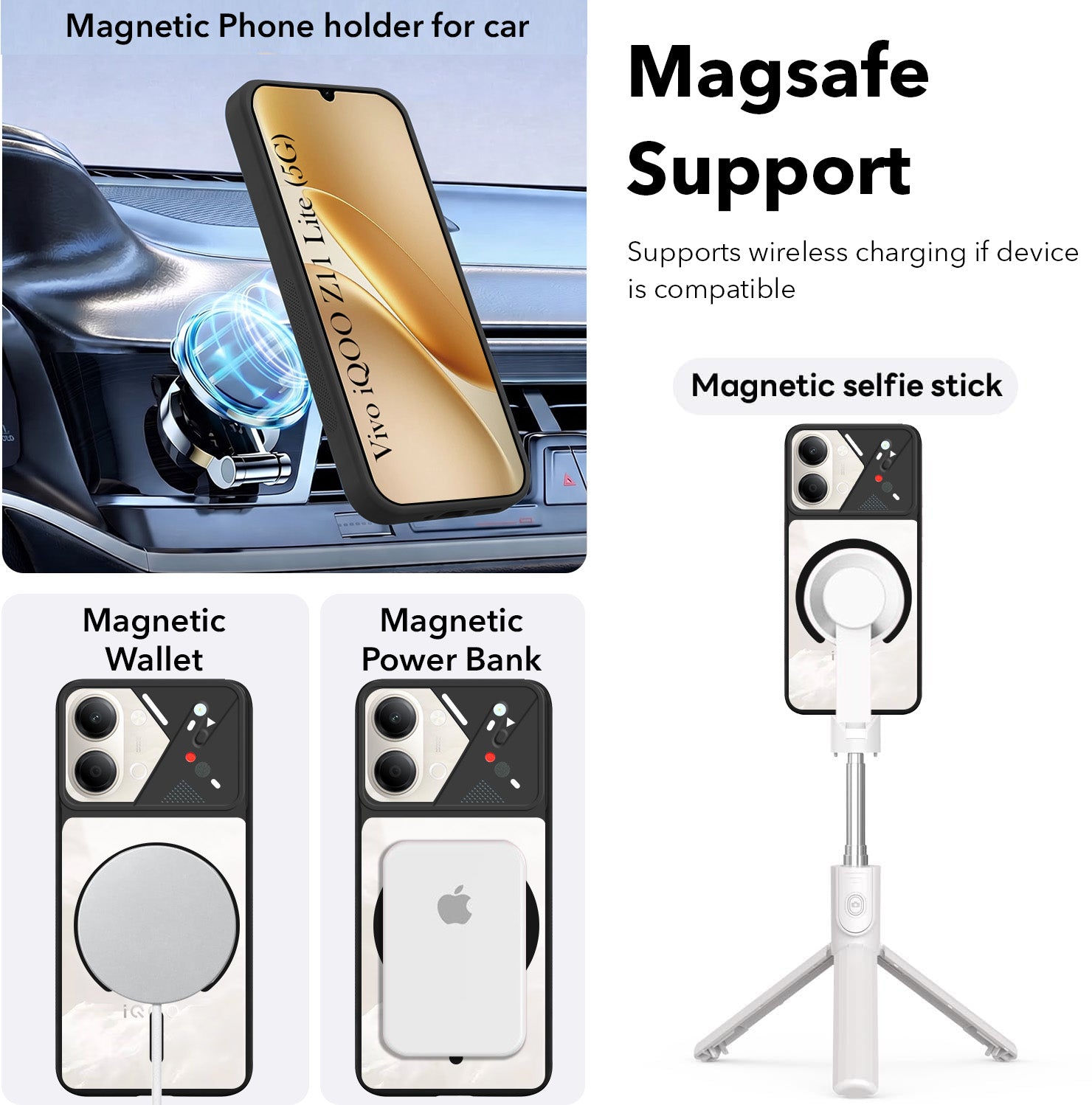 For Vivo iQOO Z11 Lite Back Cover Case Lifetime Anti-Yellow Clear (Camera Protection | Side Grip | Wireless MagSafe Compatible)