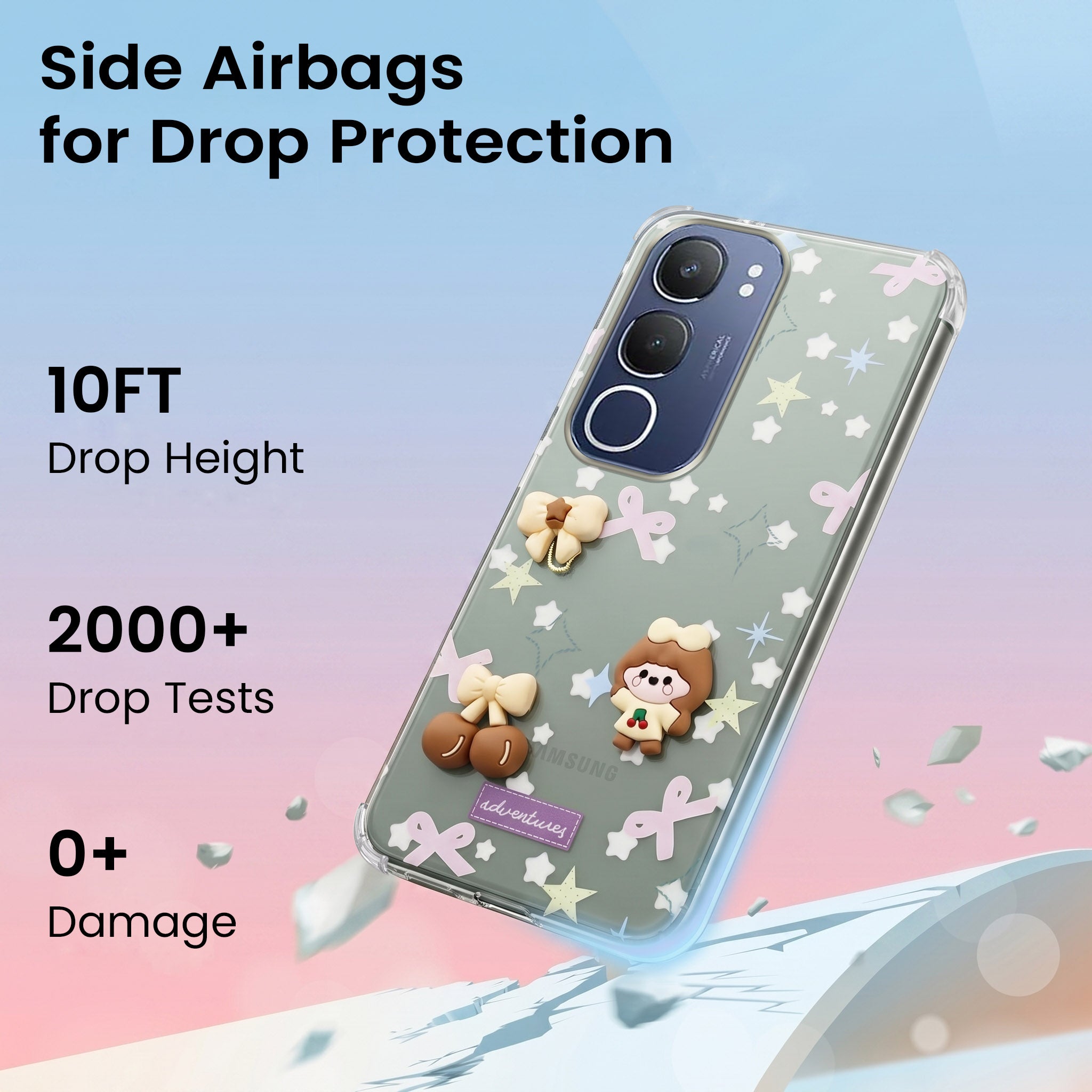 For Vivo Y29 Back Cover Case (3D Cute Cartoons | Hard Back Side Soft | Matte Premium Finish | HD Printing)