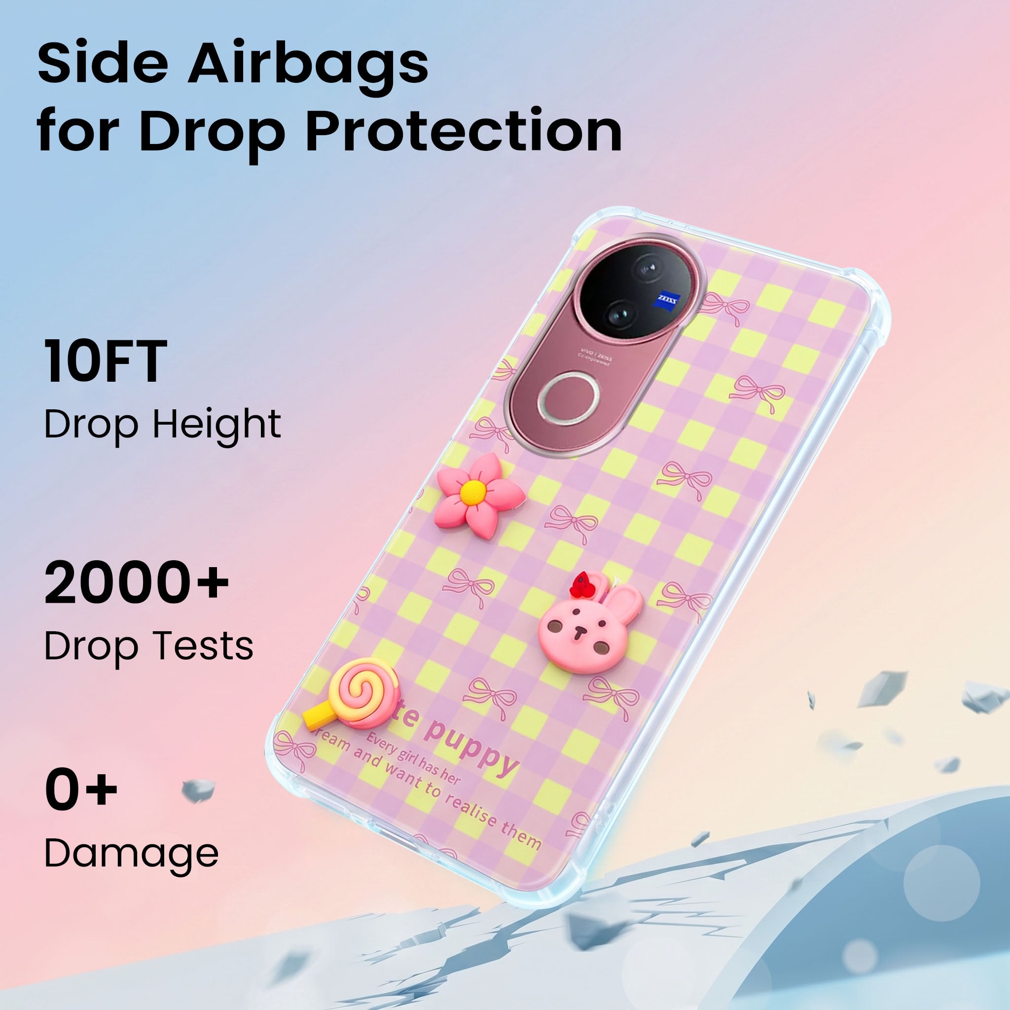 For Vivo V50 | Vivo V50e Back Cover Case (3D Cute Cartoons | Hard Back Side Soft | Matte Premium Finish | HD Printing)