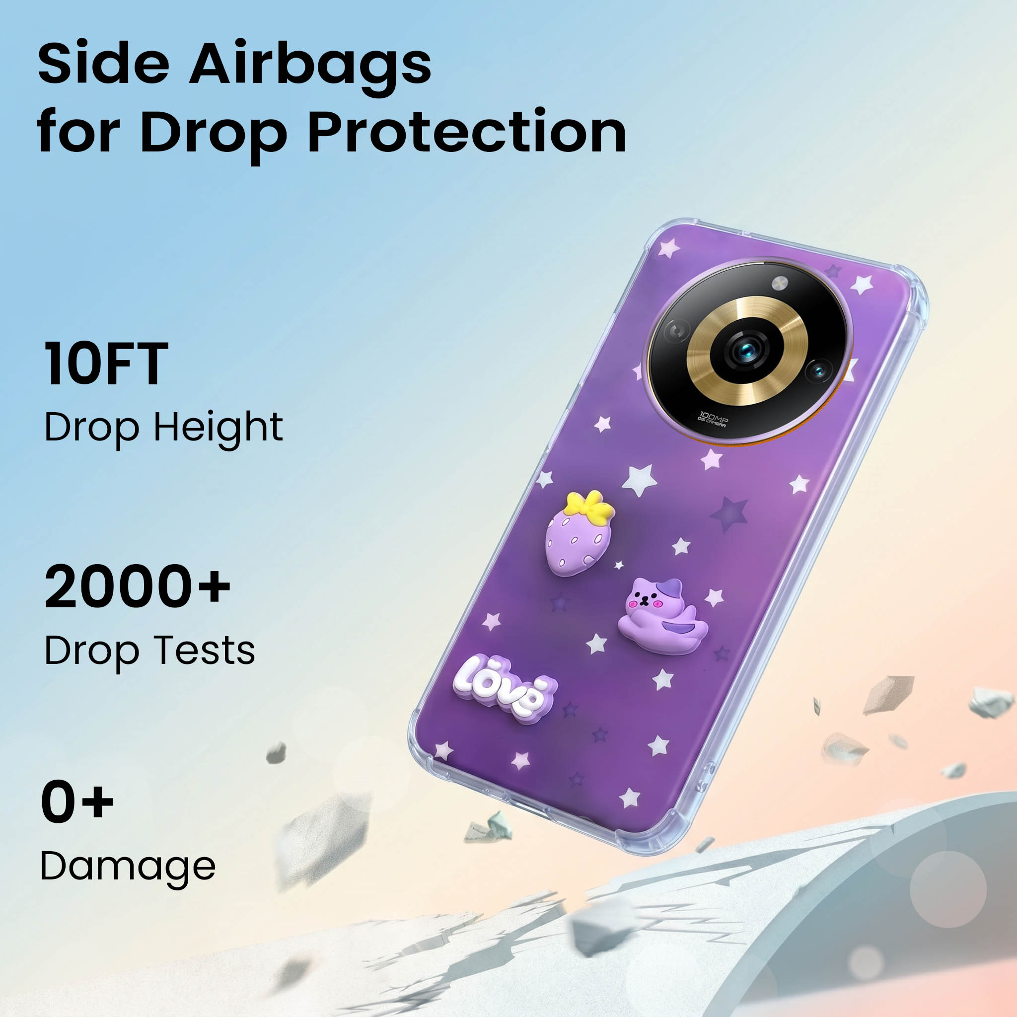 For Realme Narzo 60 Pro Back Cover Case (3D Cute Cartoons | Hard Back Side Soft | Matte Premium Finish | HD Printing)