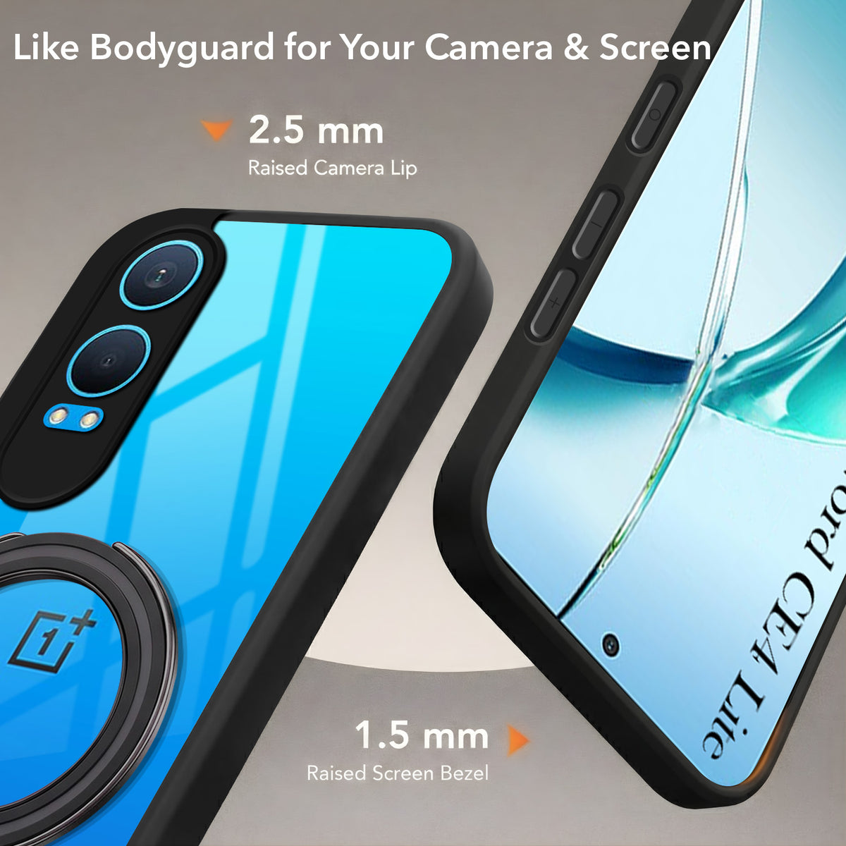 For OnePlus Nord CE 4 Lite Back Cover Case (Kick Stand Ring Holder | Life time Anti Yellow | Camera Protection)
