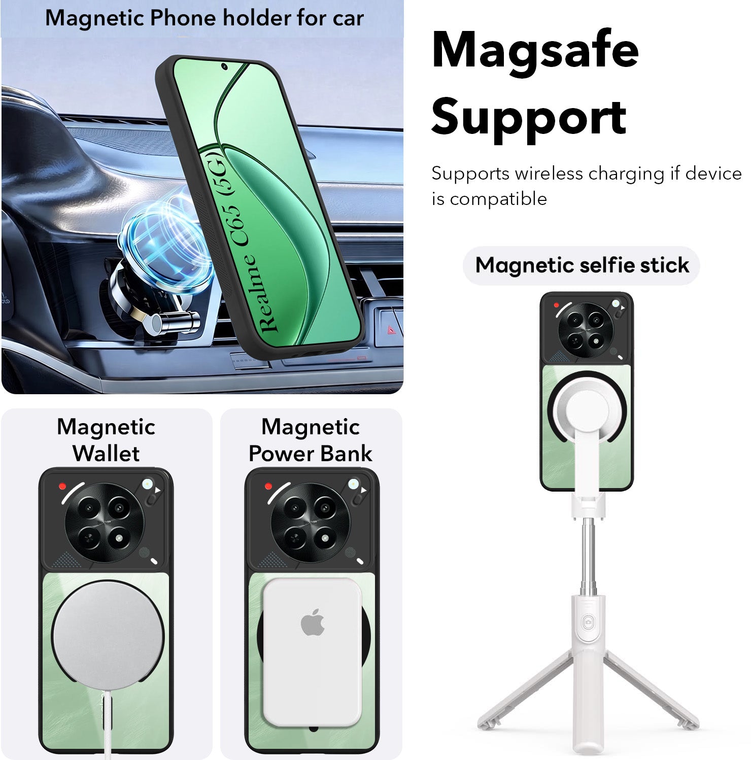 For Realme C65 5G Back Cover Case Lifetime Anti-Yellow Clear (Camera Protection | Side Grip | Wireless MagSafe Compatible)