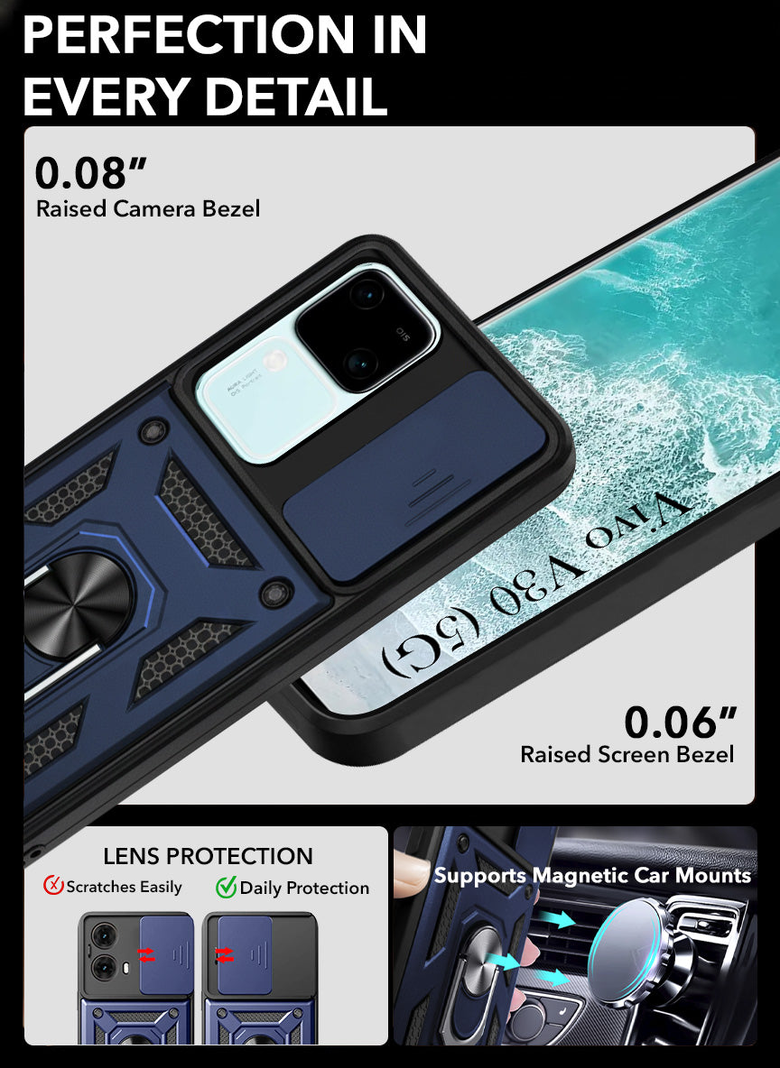 For Vivo V30 5G Back Cover Case ( Hybrid Dual Armor Polycarbonate | Carbon Black)