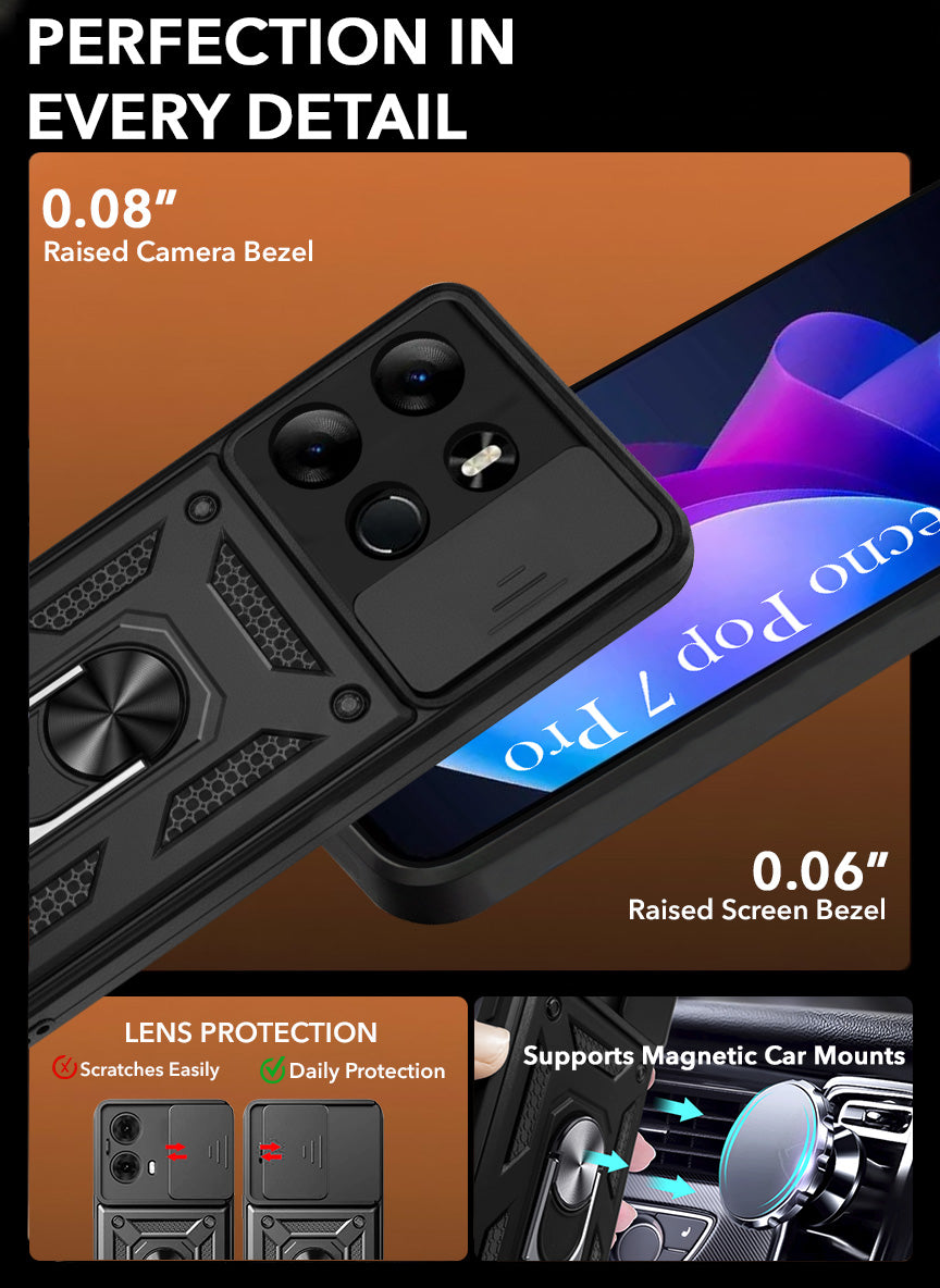 For Tecno Pop 7 Pro Back Cover Case (Hybrid Dual Armor Polycarbonate)