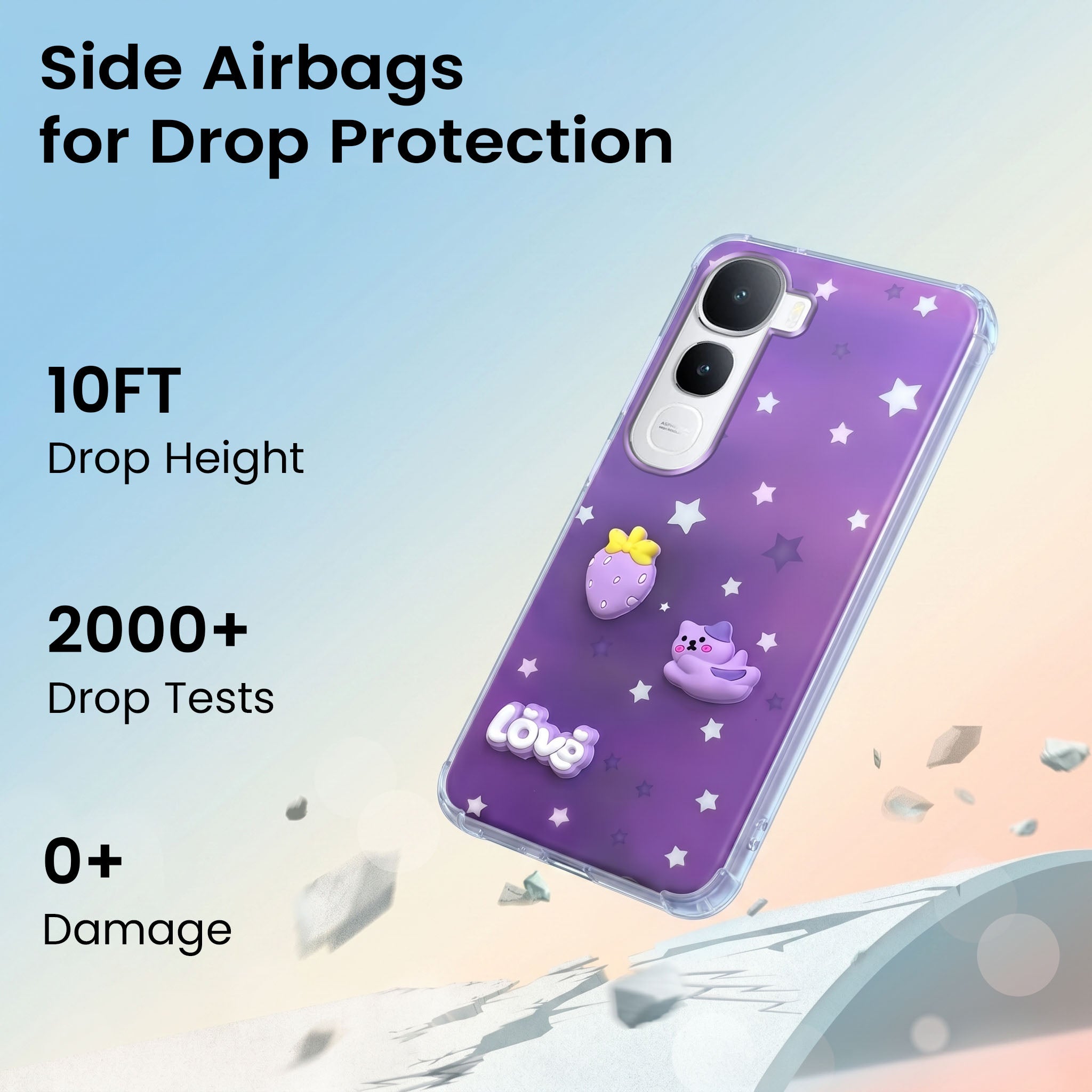 For Vivo Y400 Back Cover Case (3D Cute Cartoons | Hard Back Side Soft | Matte Premium Finish | HD Printing)