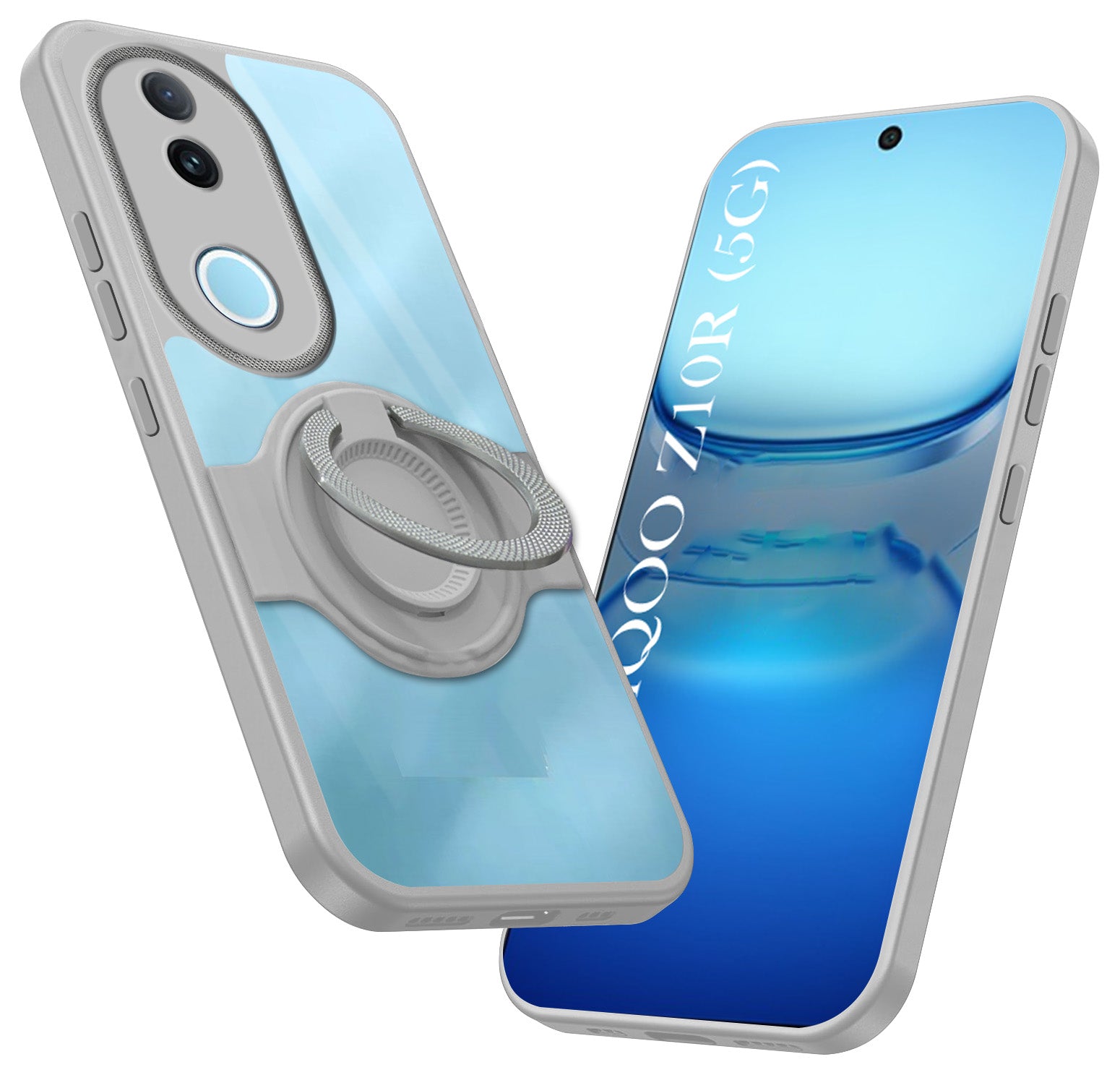 For Vivo iQOO Z10R Back Cover Case with stand (Built-in Ring Holder Kickstand | Lifetime Anti Yellow | Camera Protection)