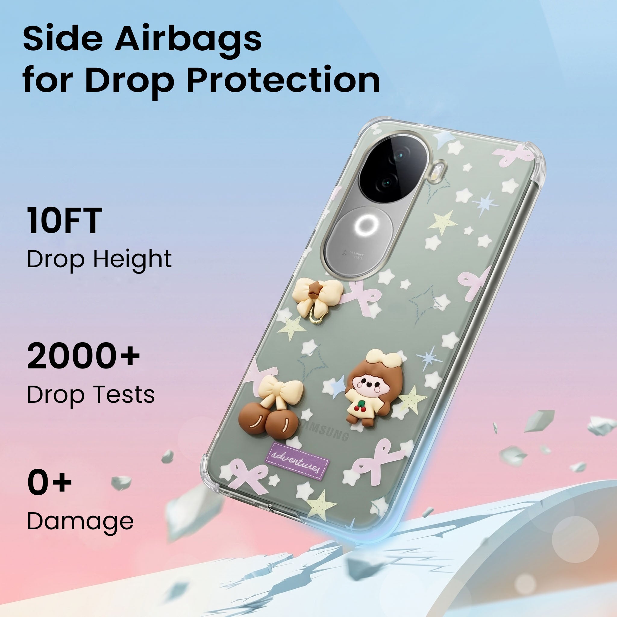 For Vivo iQOO Z9s Back Cover Case (3D Cute Cartoons | Hard Back Side Soft | Matte Premium Finish | HD Printing)