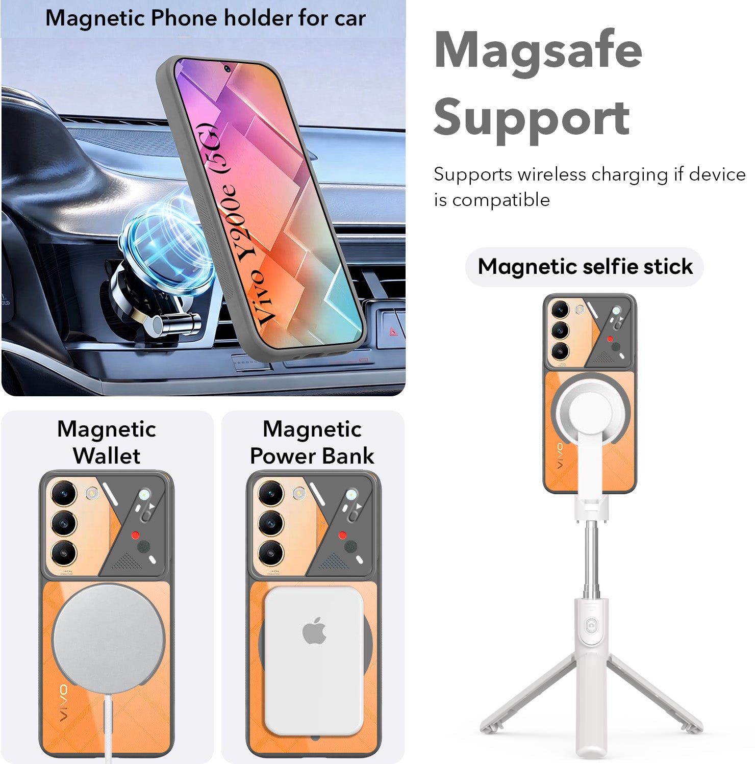 For Vivo Y200e Back Cover Case Lifetime Anti-Yellow Clear (Camera Protection | Side Grip | Wireless MagSafe Compatible)