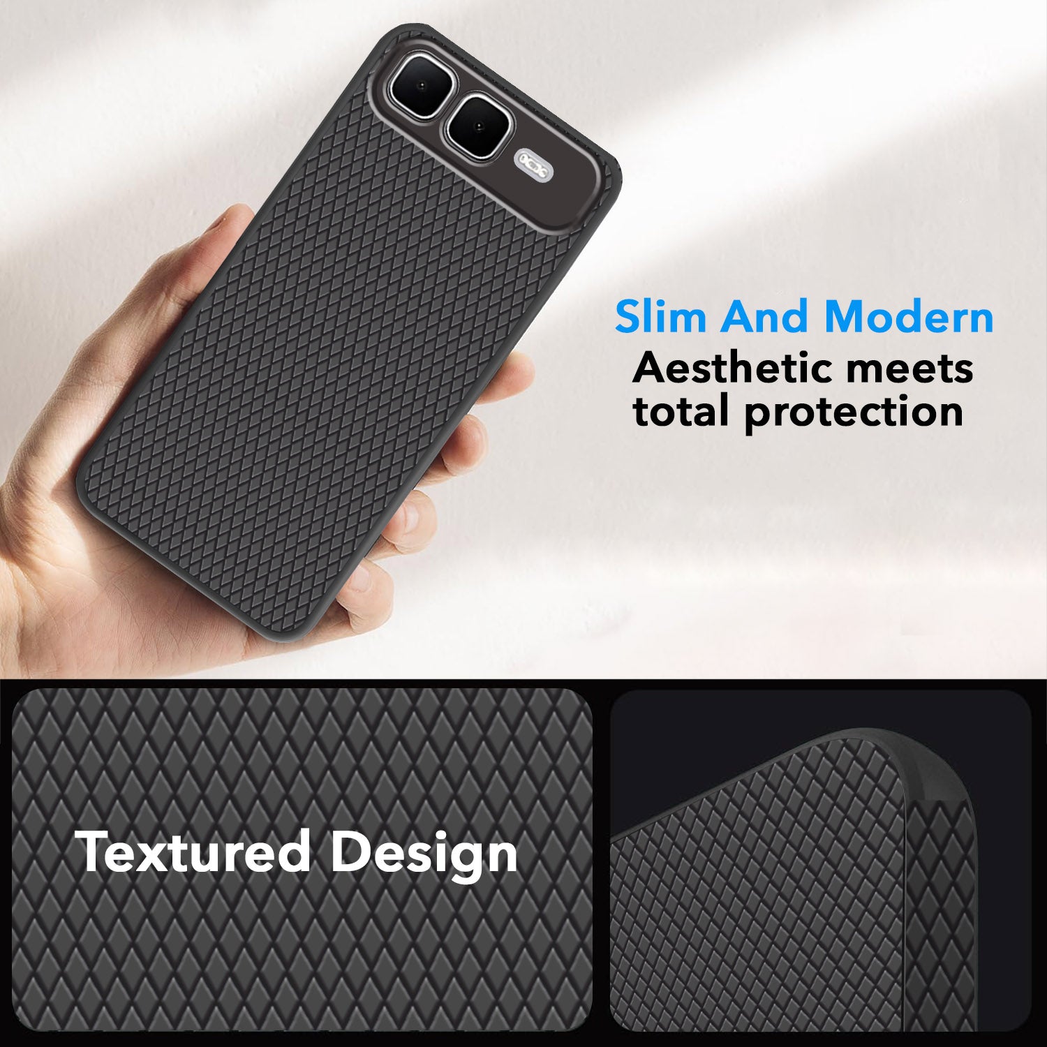 For Infinix Smart 10 Plus Back Cover Case (Camera Protection | Side Grip Texture | Soft and Flexible)