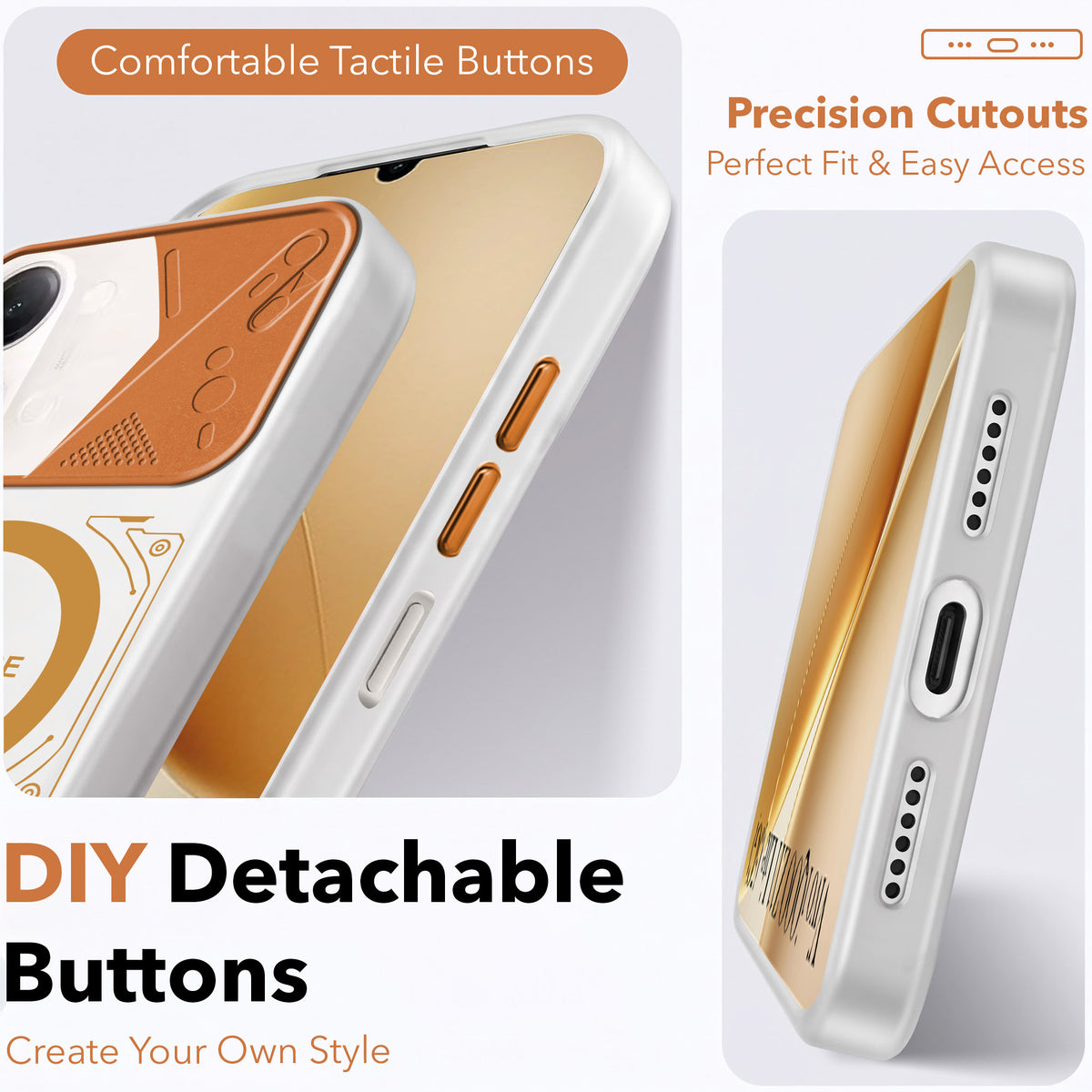 For Vivo iQOO Z11 Lite Metallic Back Cover Case (Metallic Camera Protection & Buttons | Translucent Milky Shade | Hard Polycarbonate)