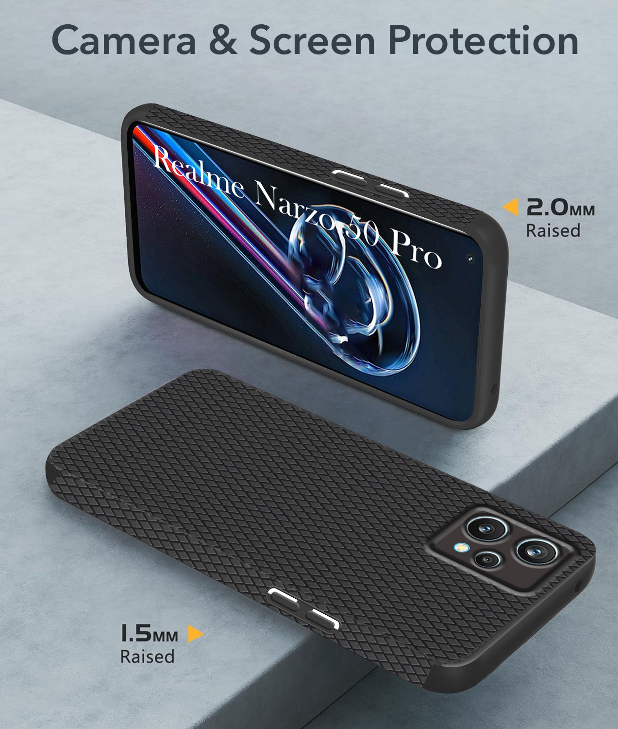 For Realme Narzo 50 Pro Back Cover Case (Liquid Silicone | Side Grip | Camera Protection)