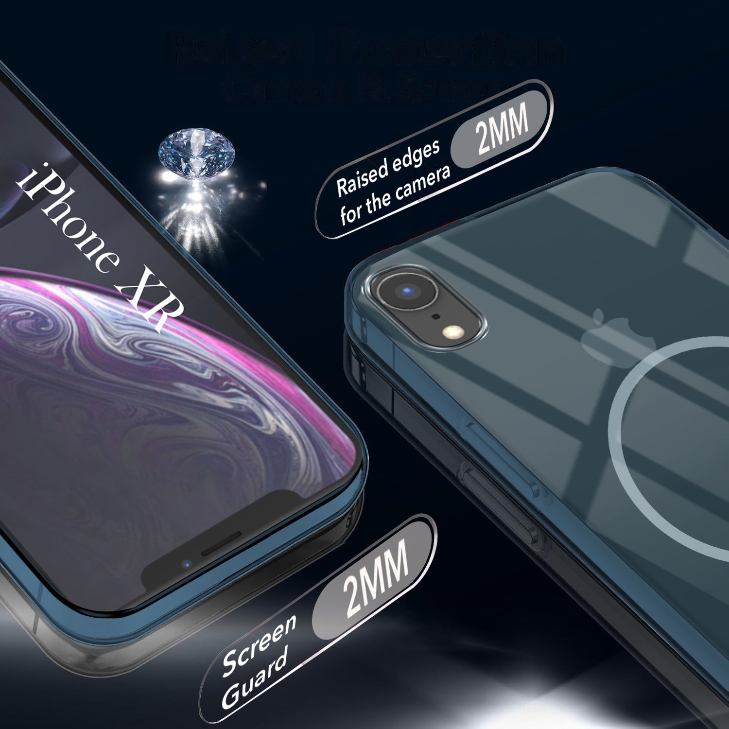 For Apple iPhone XR Back Cover Case (Crystal Clear Case | MagSafe Wireless Charging Support | Hard Anti Yellow | Camera Protection Bump)