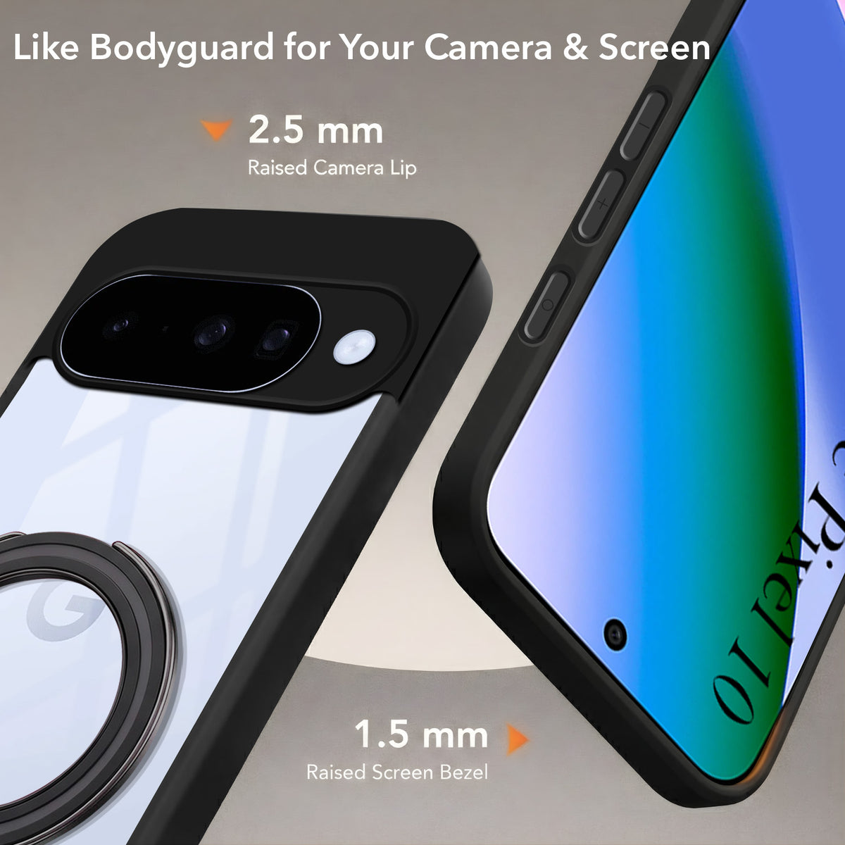 For Google Pixel 10 Back Cover Case (Kick Stand Ring Holder | Life time Anti Yellow | Camera Protection)