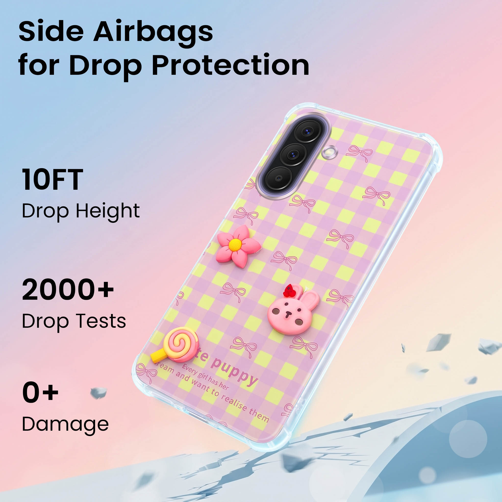 For Samsung Galaxy A37 5G Back Cover Case (3D Cute Cartoons | Hard Back Side Soft | Matte Premium Finish | HD Printing)