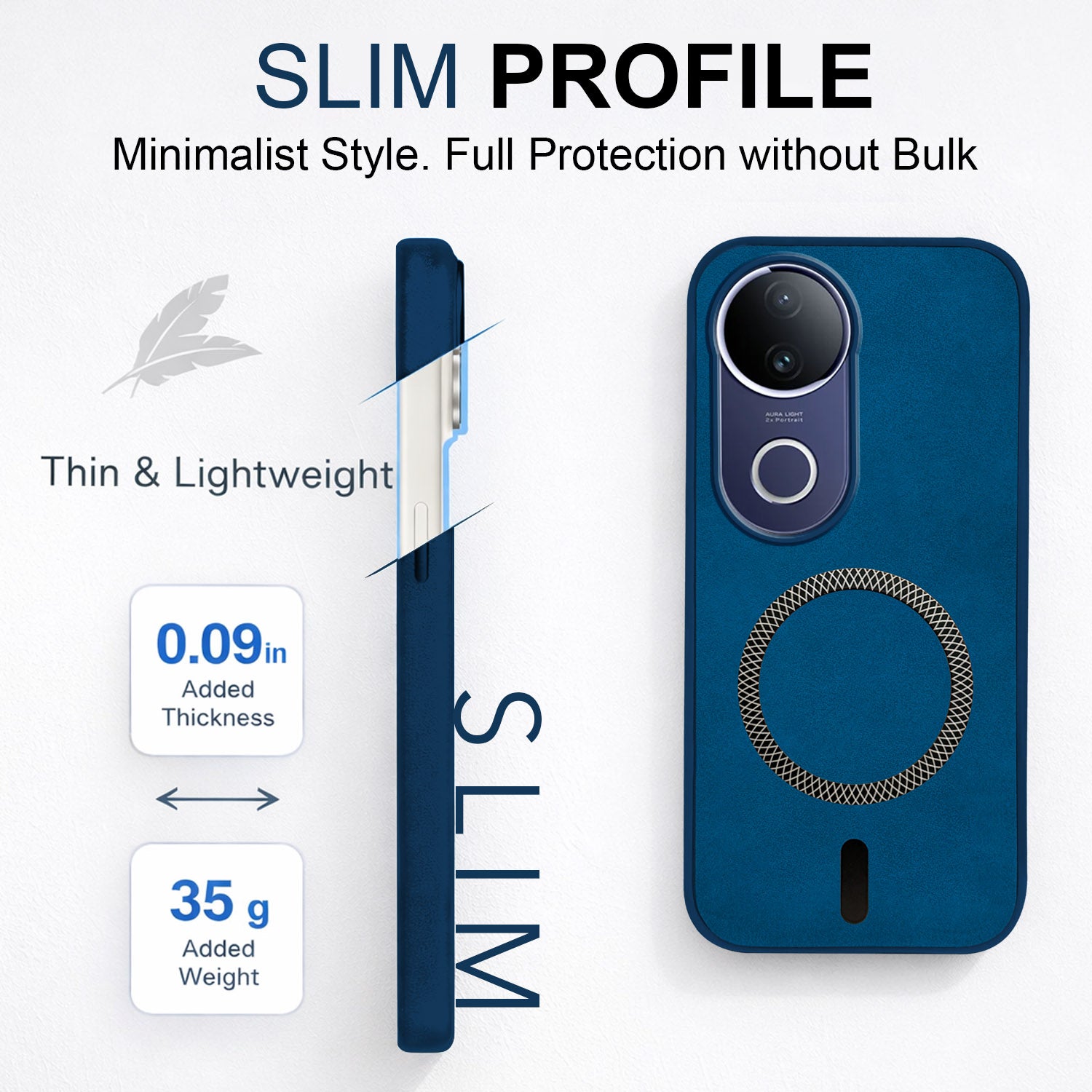 For Vivo T4R Back Cover Case Leather Finish (MagSafe Compatible Wireless Charging | Soft Touch | Camera Bump Protection)