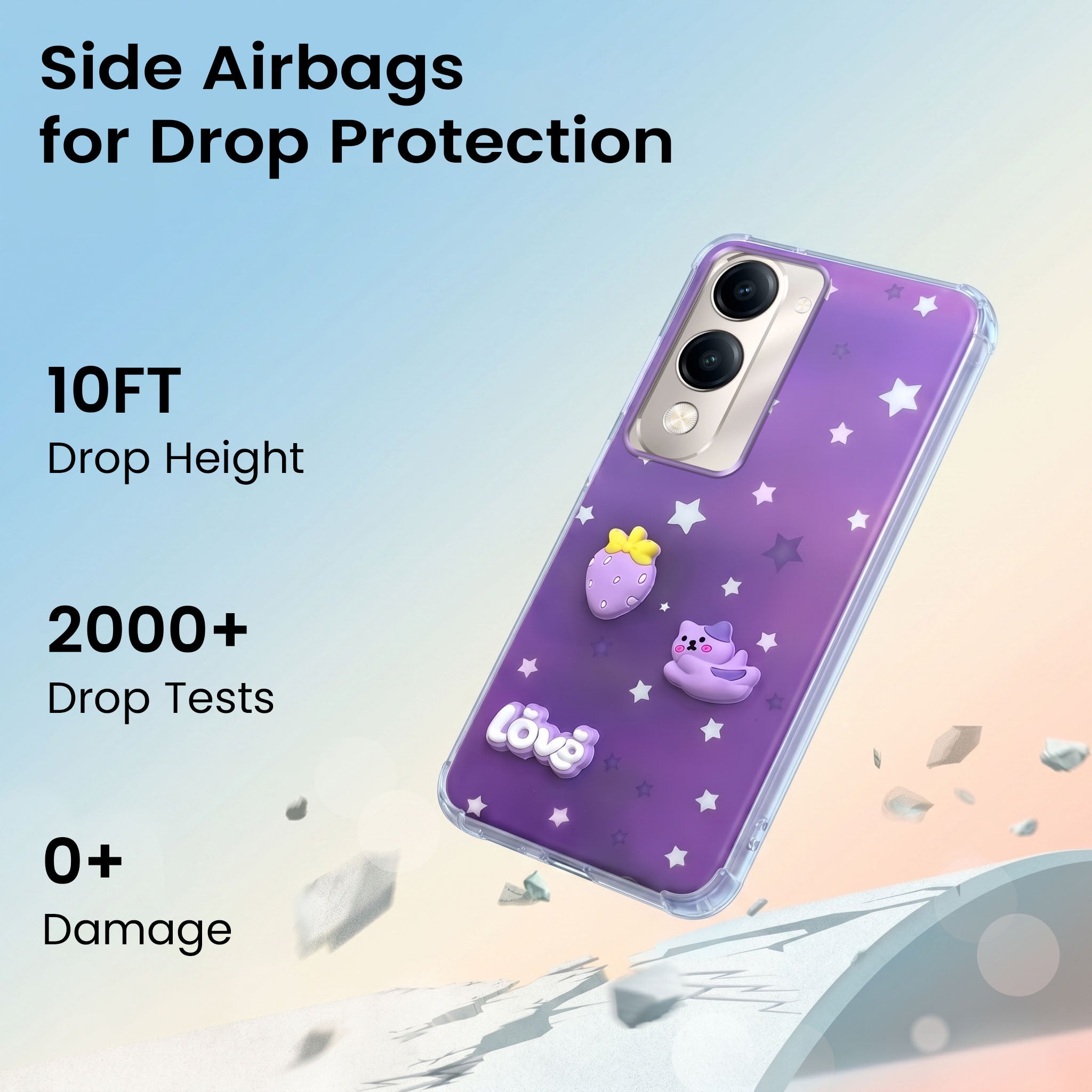 For Vivo Y19 | Vivo Y19e | Vivo T4 Lite Back Cover Case (3D Cute Cartoons | Hard Back Side Soft | Matte Premium Finish | HD Printing)