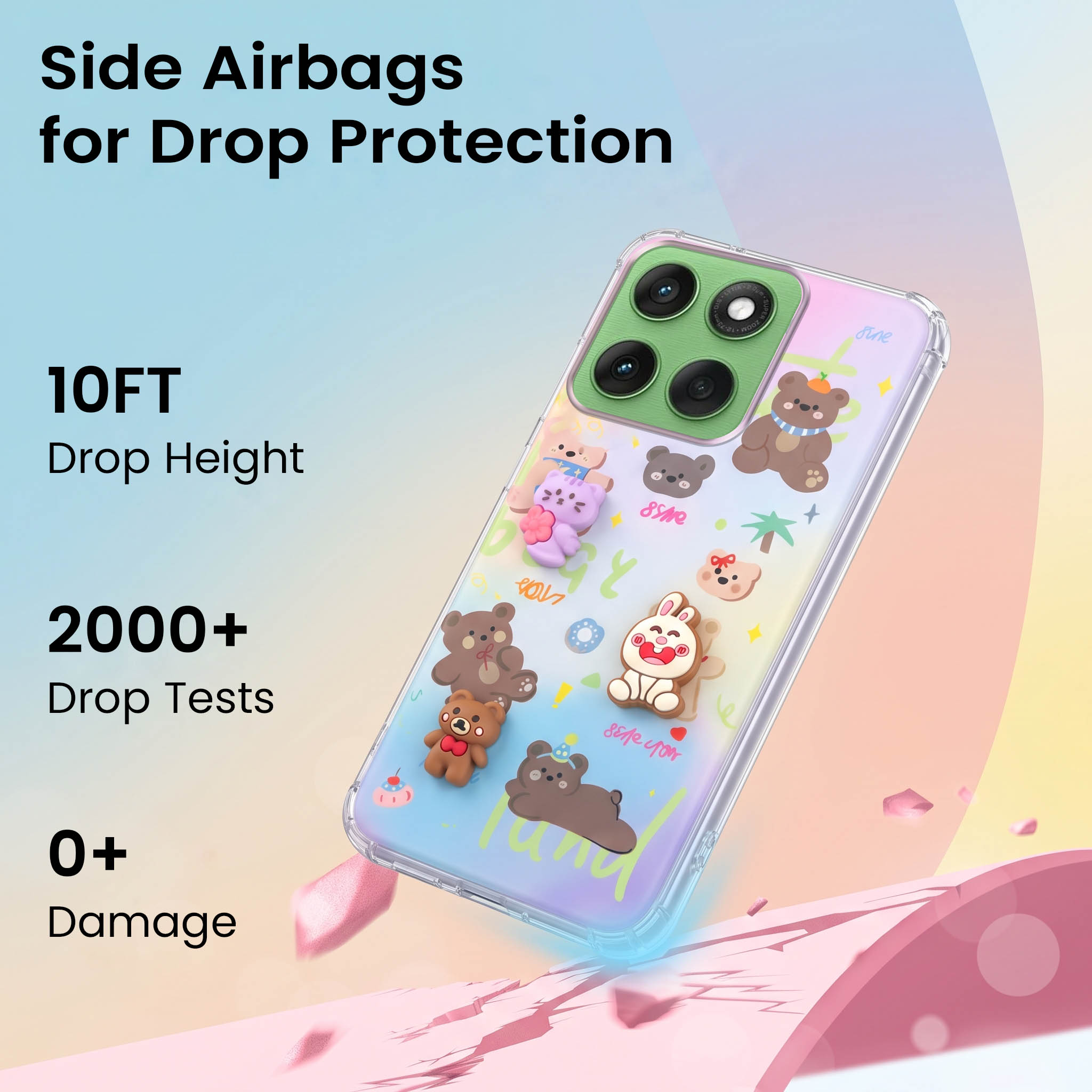 For Motorola Moto Edge 60 Back Cover Case (3D Cute Cartoons | Hard Back Side Soft | Matte Premium Finish | HD Printing)