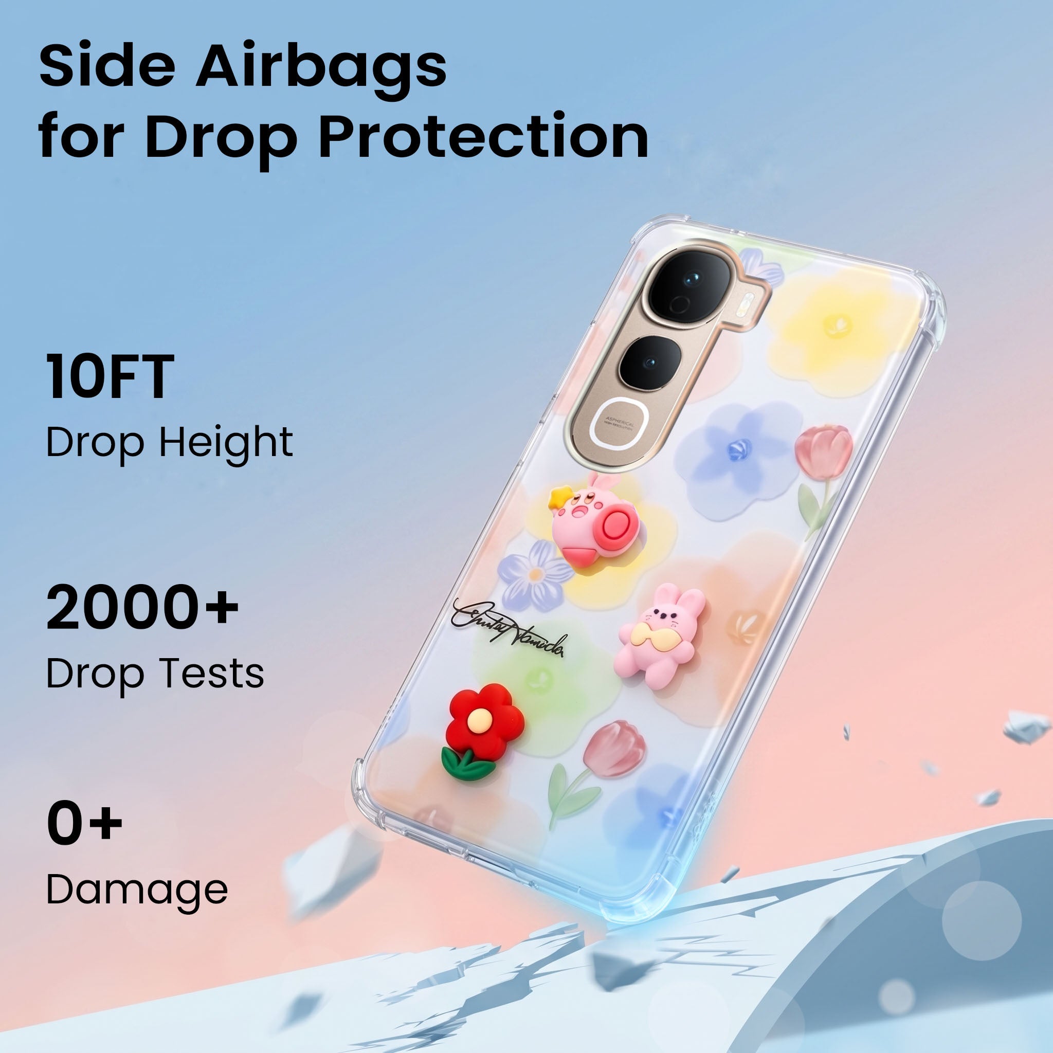For Vivo Y400 Pro Back Cover Case (3D Cute Cartoons | Hard Back Side Soft | Matte Premium Finish | HD Printing)