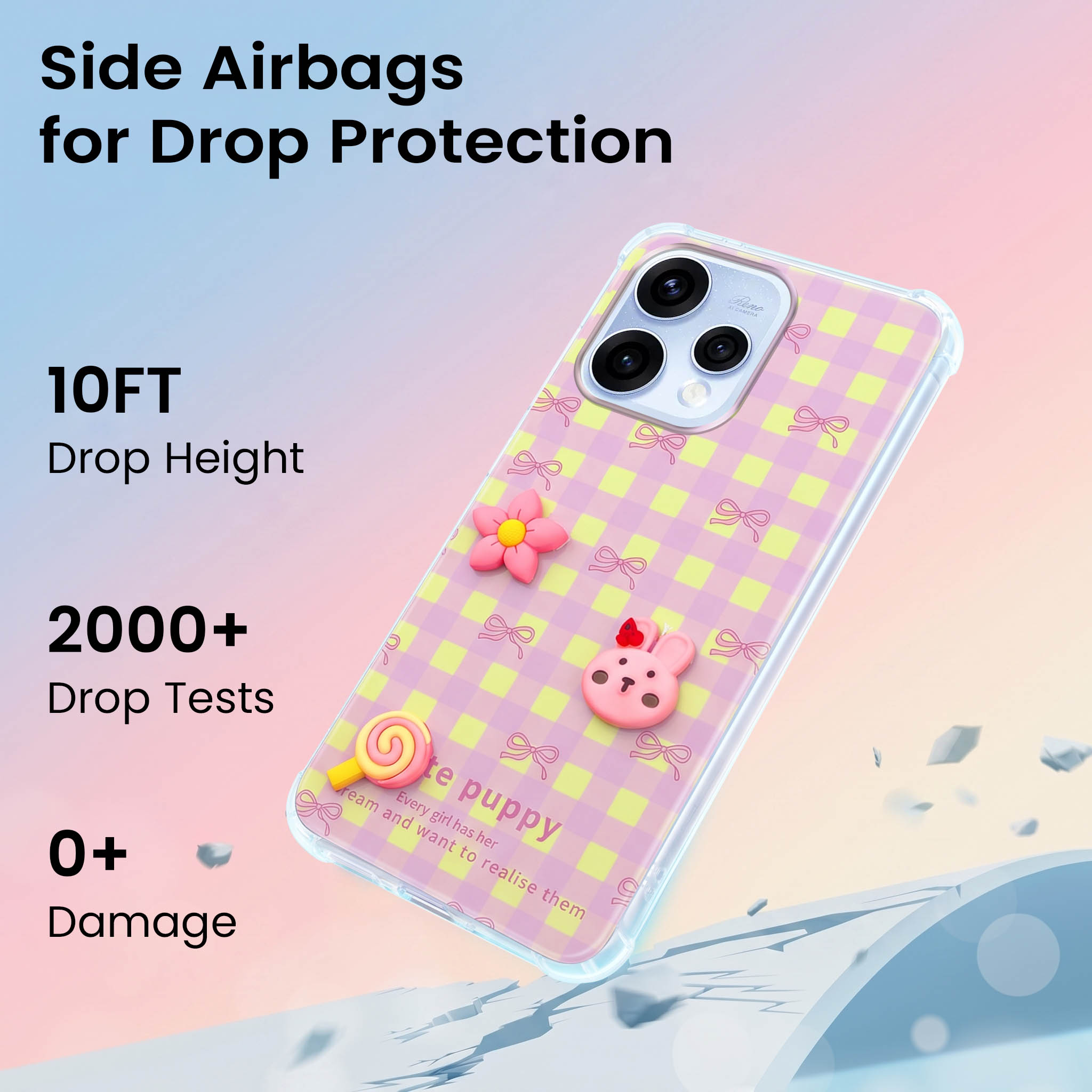 For Oppo Reno15 5G | Oppo Reno 15 5G Back Cover Case (3D Cute Cartoons | Hard Back Side Soft | Matte Premium Finish | HD Printing)
