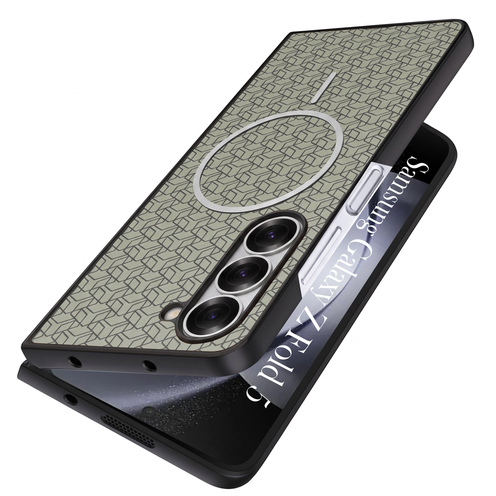 For Samsung Galaxy Z Fold 5 Back Cover Case Leather Finish (MagSafe Wireless Charging Compatible | Inside Microfiber Cloth)