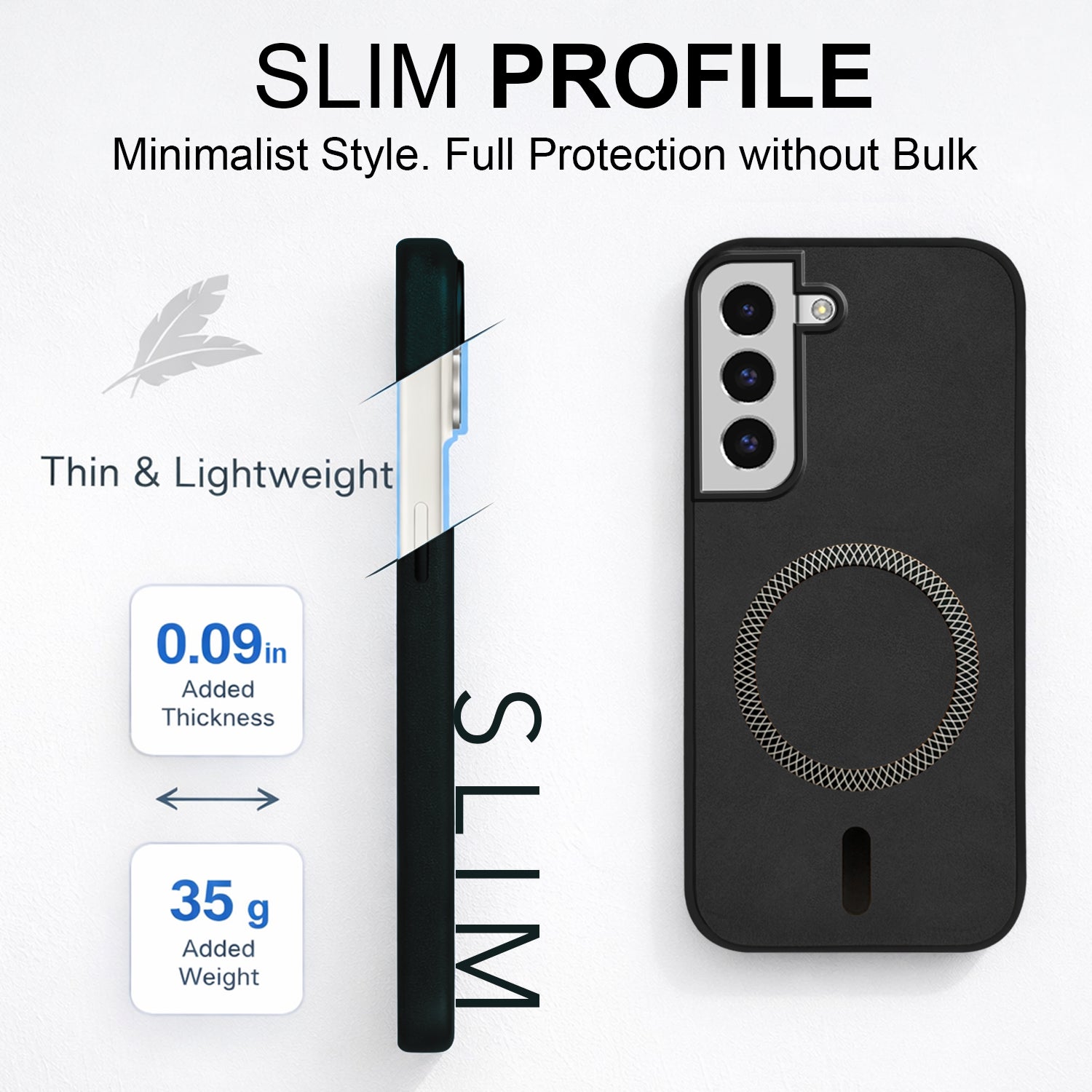 For Samsung Galaxy S22 Back Cover Case Leather Finish (MagSafe Compatible Wireless Charging | Soft Touch | Camera Bump Protection)