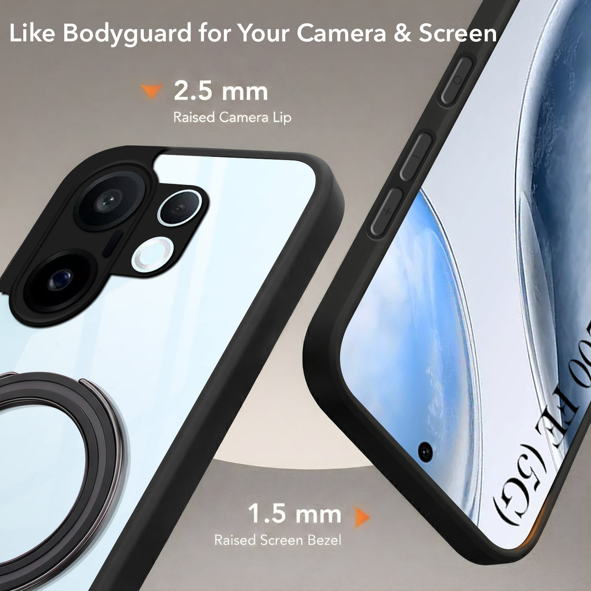 For Vivo X200 FE Back Cover Case (Kick Stand Ring Holder | Life time Anti Yellow | Camera Protection)