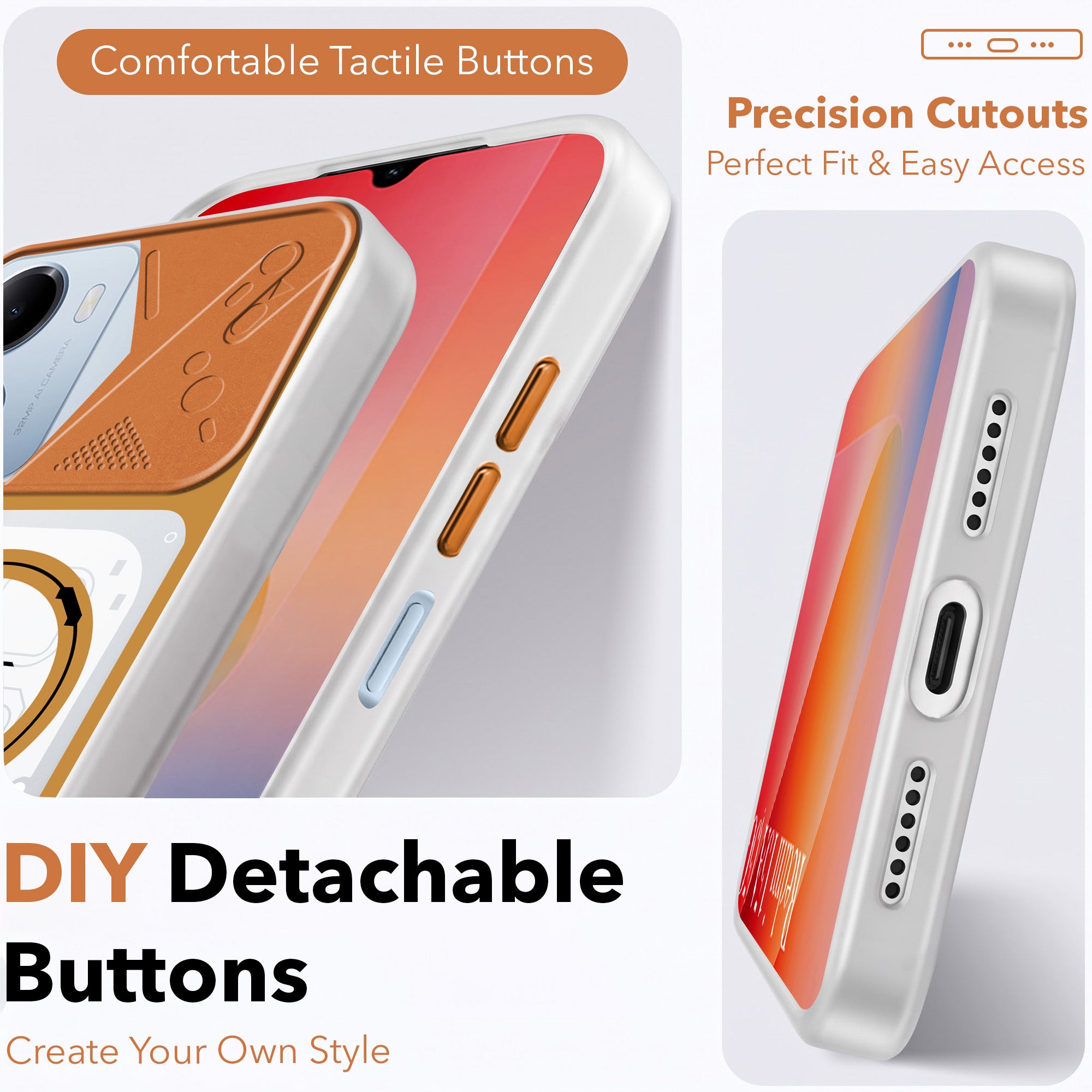 For Redmi 15A Metallic Back Cover Case (Metallic Camera Protection & Buttons | Translucent Milky Shade | Hard Polycarbonate)