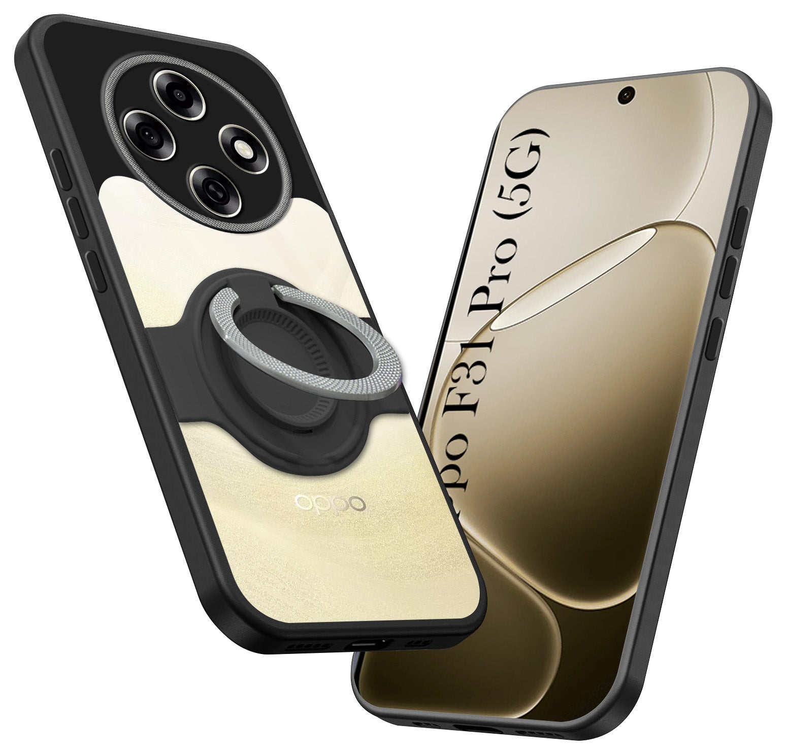 For Oppo F31 Pro Back Cover Case with stand (Built-in Ring Holder Kickstand | Lifetime Anti Yellow | Camera Protection)
