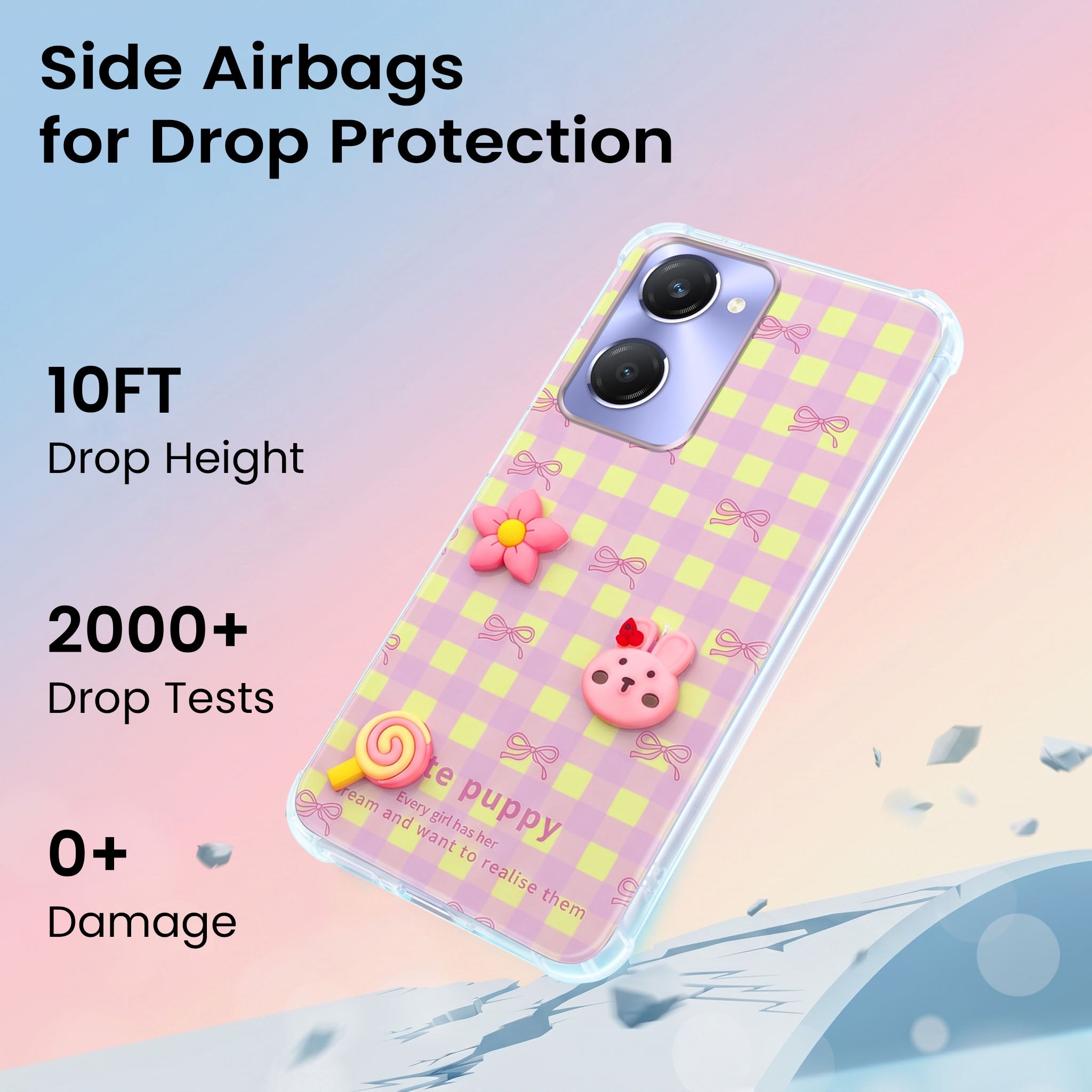 For Vivo Y28s 5G | Vivo T3 Lite 5G Back Cover Case (3D Cute Cartoons | Hard Back Side Soft | Matte Premium Finish | HD Printing)