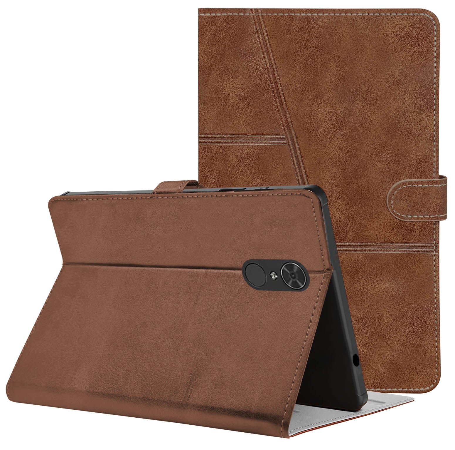For Flip Cover Folio Case Lenovo Tab V7 (PB-6505M, PB-6505MC) 8 Inch (PU Leather | Multi-Angle Smart Stand | Card Storage Slots | Silicone Back Pouch)