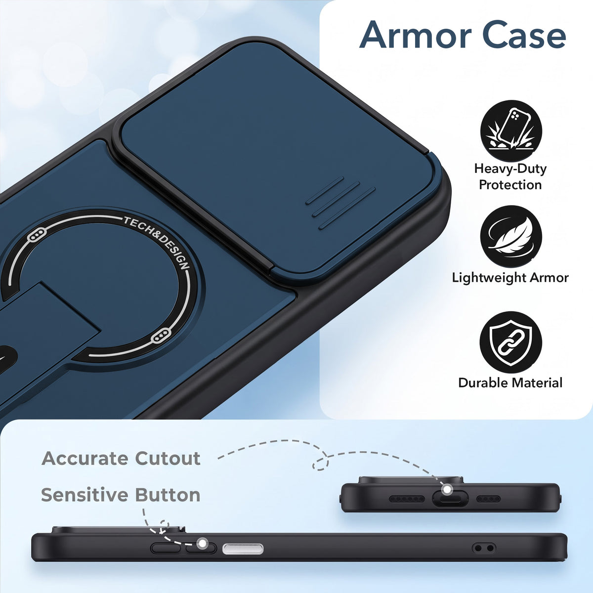 For Vivo Y31T 5G Back Case Cover Metallic (Hybrid Armor Kickstand | Sliding Shutter Camera Protection | MagSafe Compatible)