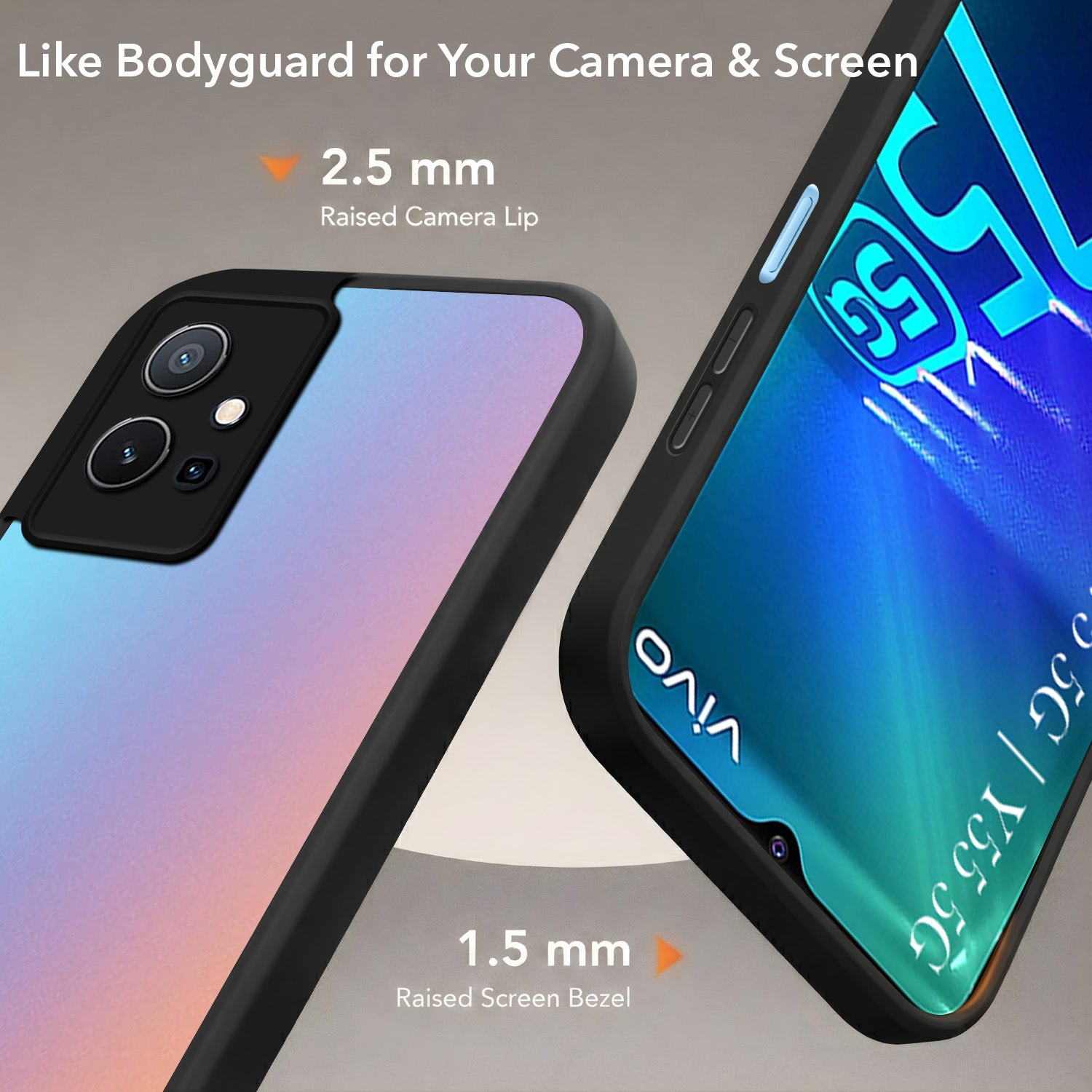For Vivo Y75 5G | Y55 5G Back Cover Case (Built-in Stand | Lifetime Anti Yellow | Kickstand Shockproof | Camera Protection | MagSafe Compatible)
