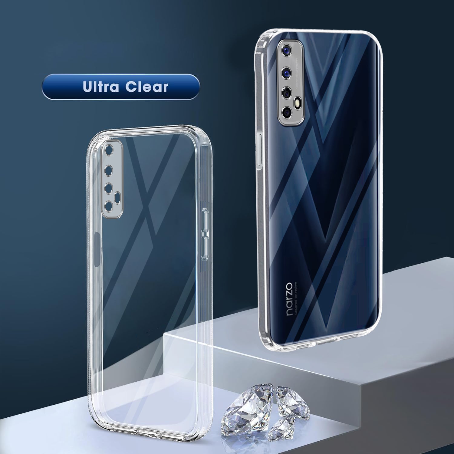 For Realme Narzo 20 Pro Back Cover Case (Clear Shockproof Case with Camera Protection | Soft and Flexible | Transparent)