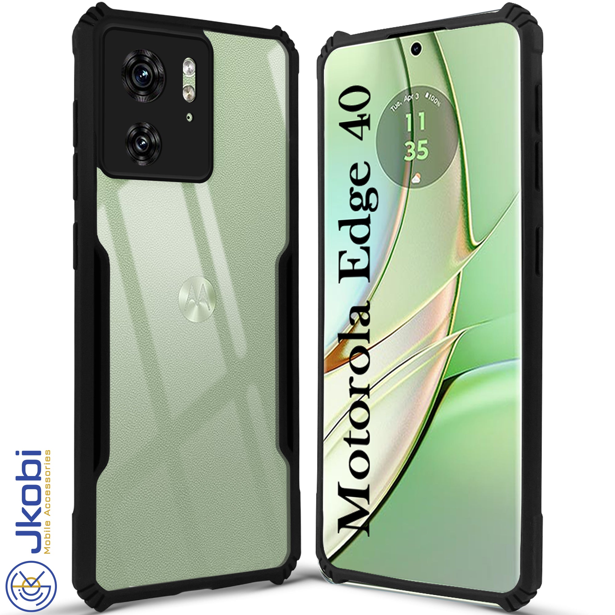 For Motorola Moto Edge 40 Back Cover Case (Shockproof with Polycarbonate Clear Panel | Professional Black)