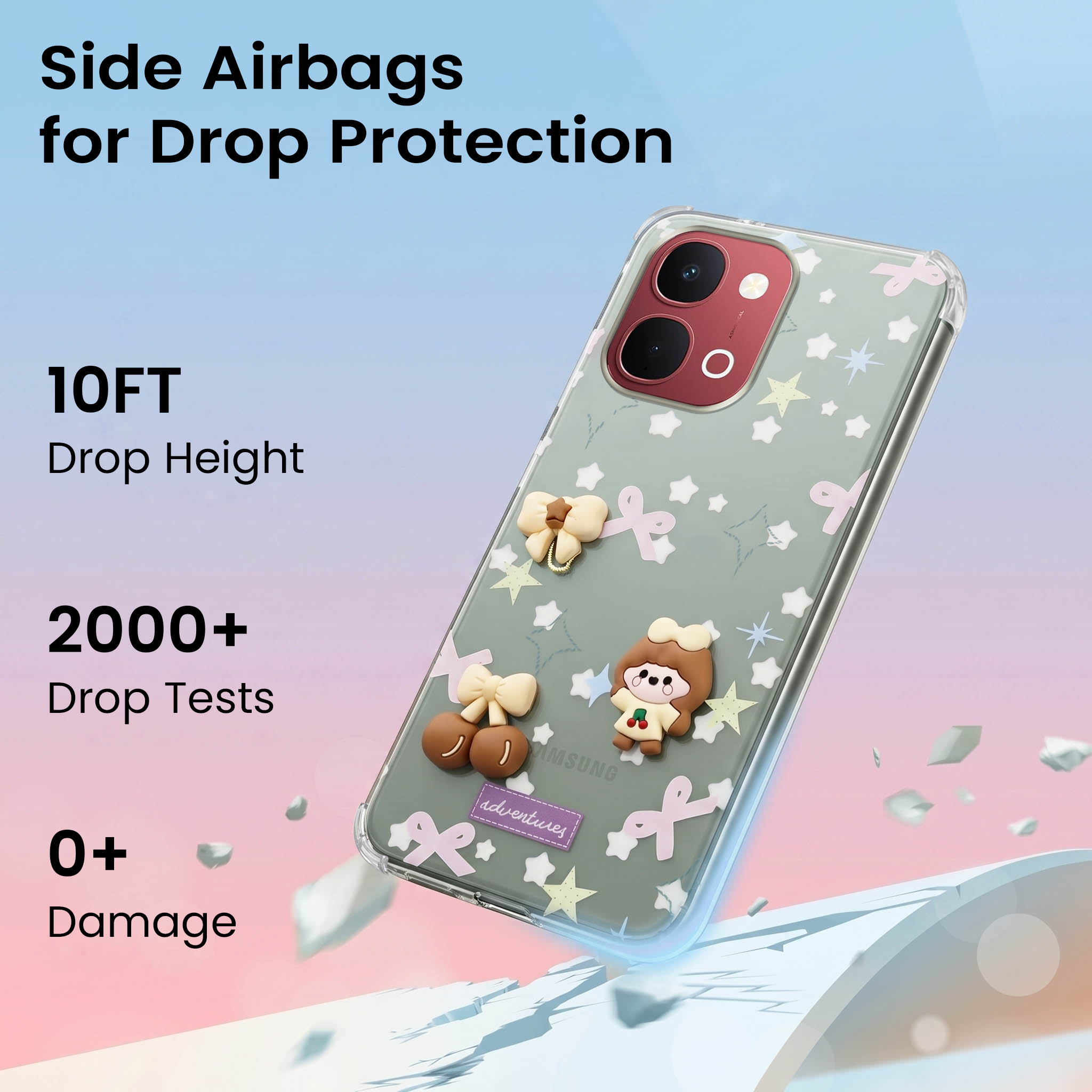 For Vivo Y31T 5G Back Cover Case (3D Cute Cartoons | Hard Back Side Soft | Matte Premium Finish | HD Printing)