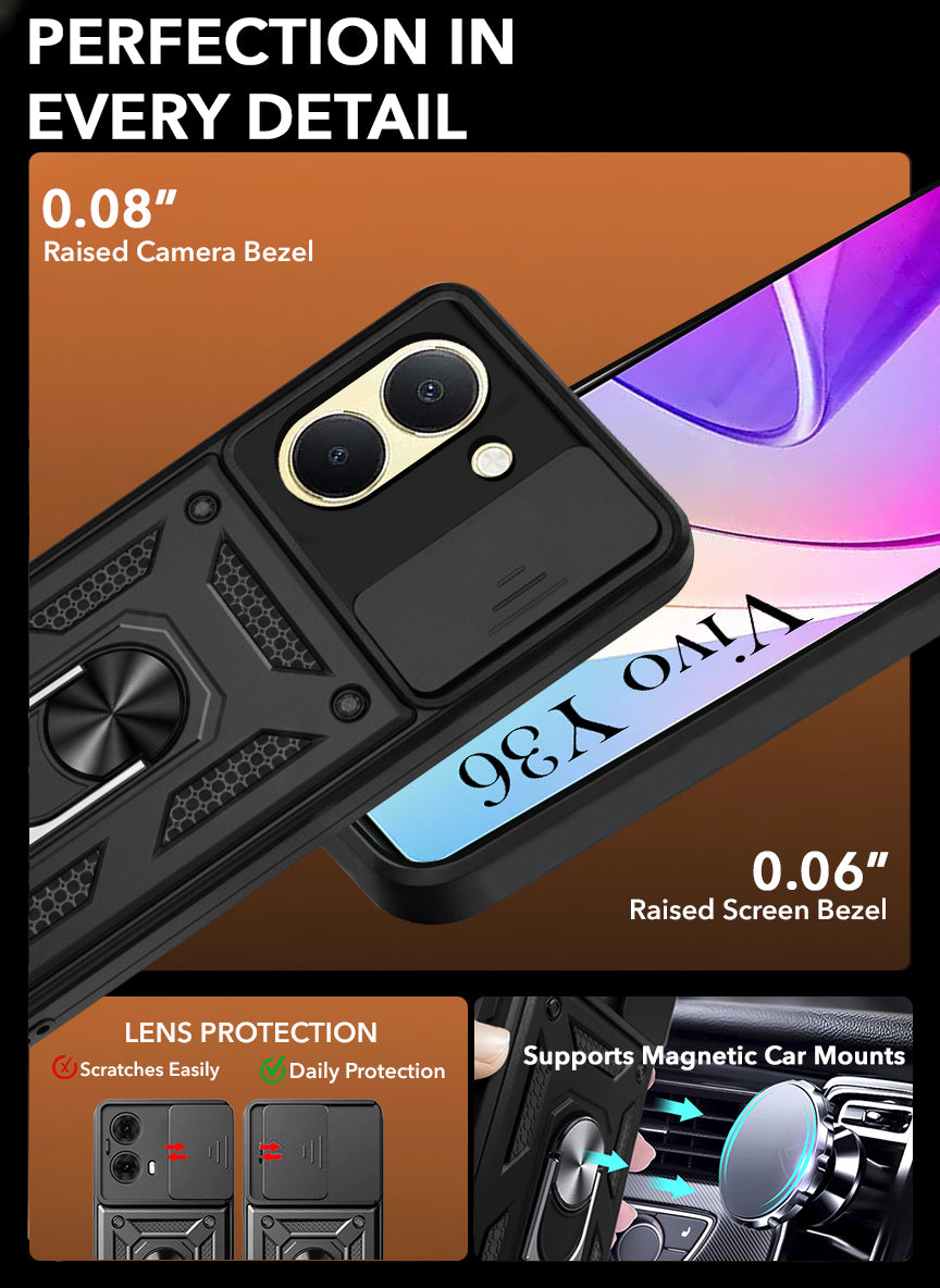 For Vivo Y36 Back Cover Case (Hybrid Dual Armor Polycarbonate)