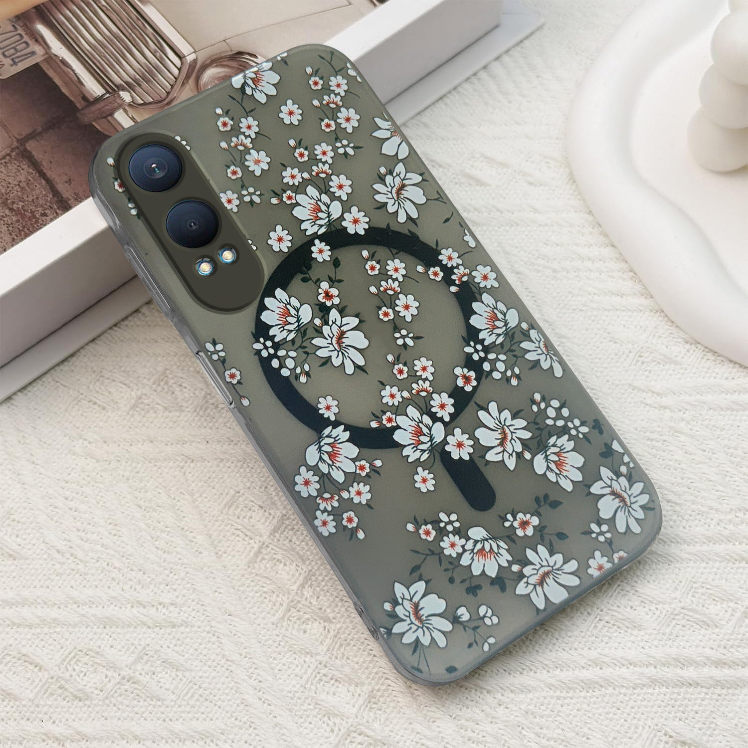 For OnePlus Nord CE 4 Lite Back Cover Case (Cute Floral Design | Flower Print for Girls | MagSafe Compatible Wireless Charging)