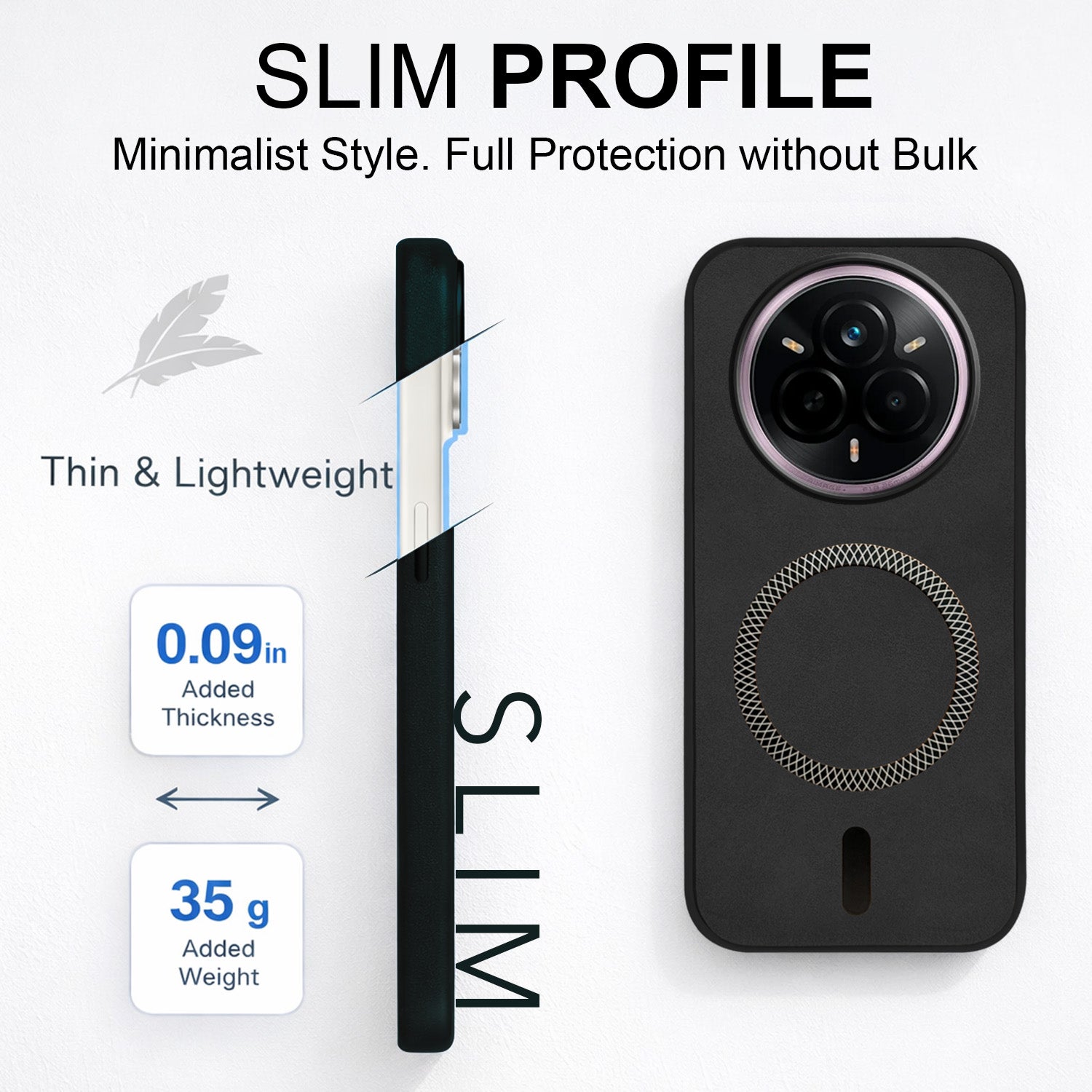 For Realme 14 Pro Back Cover Case Leather Finish (MagSafe Compatible Wireless Charging | Soft Touch | Camera Bump Protection)