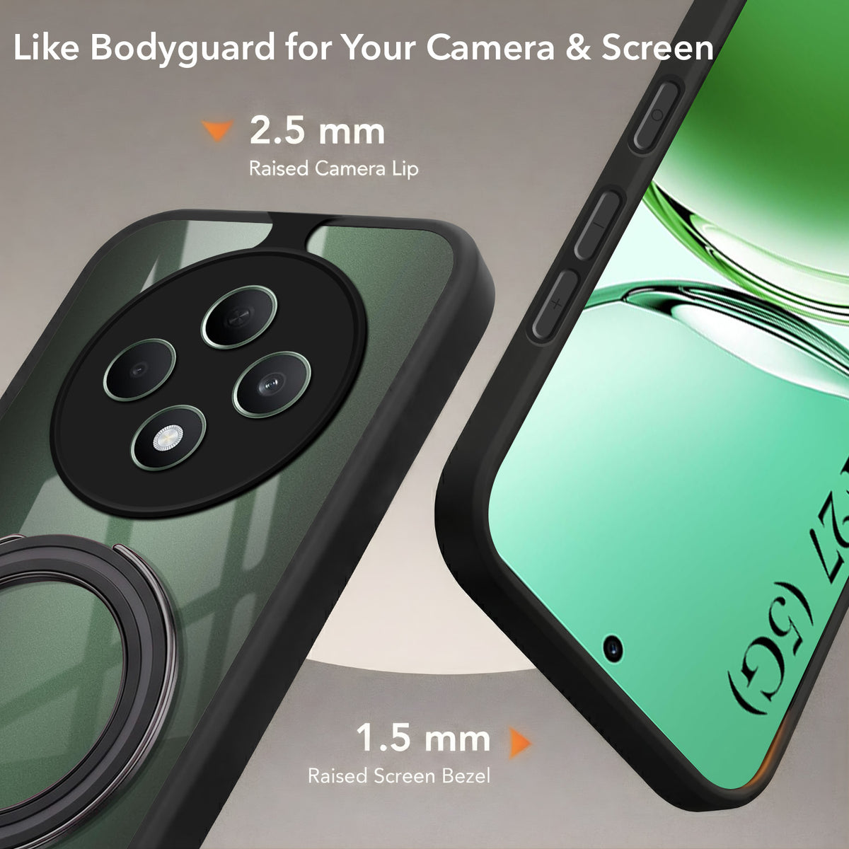 For Oppo F27 5G Back Cover Case (Kick Stand Ring Holder | Life time Anti Yellow | Camera Protection)