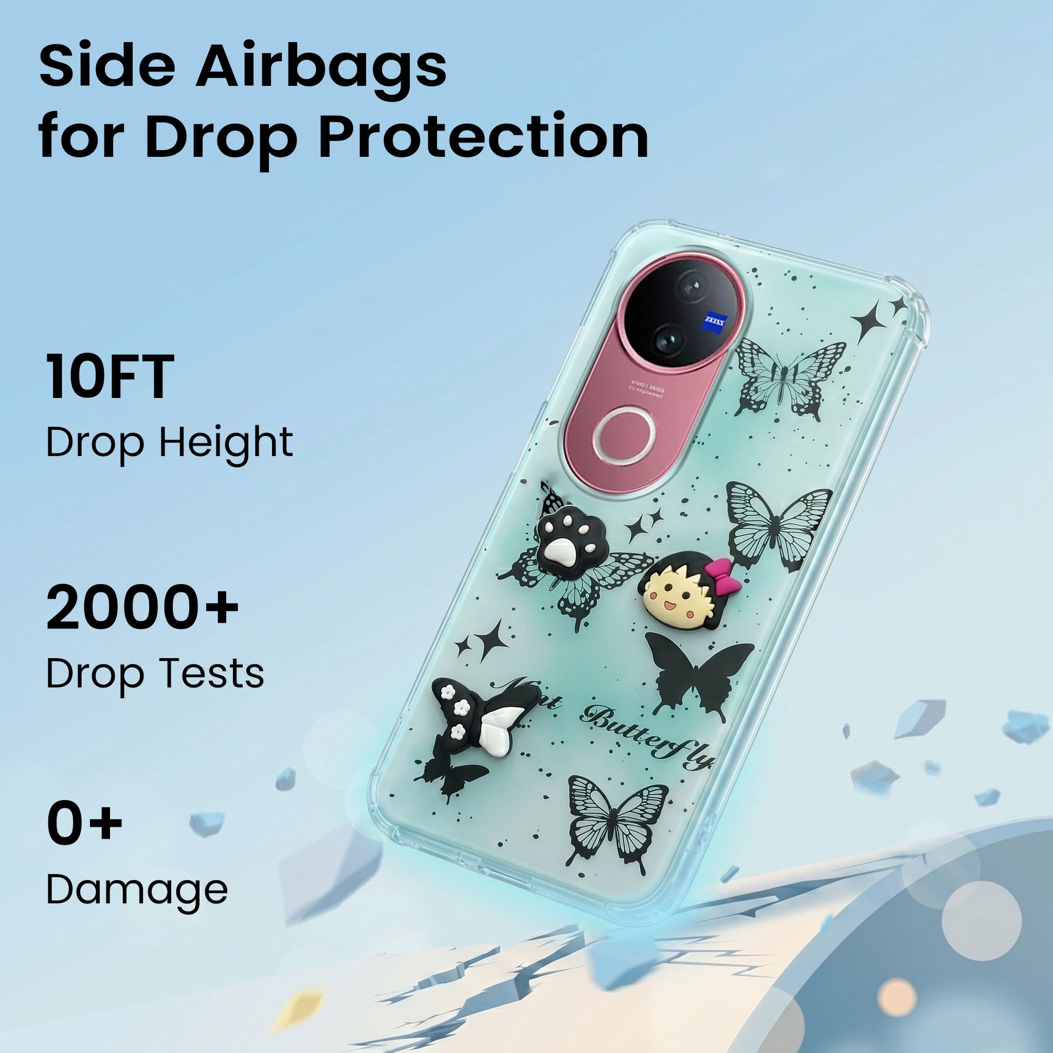 For Vivo V50 | Vivo V50e Back Cover Case (3D Cute Cartoons | Hard Back Side Soft | Matte Premium Finish | HD Printing)