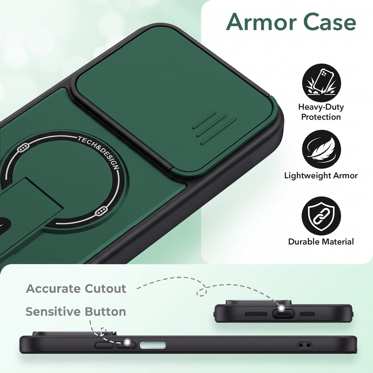 For Vivo iQOO Z11x 5G | Vivo iQOO Z11xa Back Case Cover Metallic (Hybrid Armor Kickstand | Sliding Shutter Camera Protection | MagSafe Compatible)