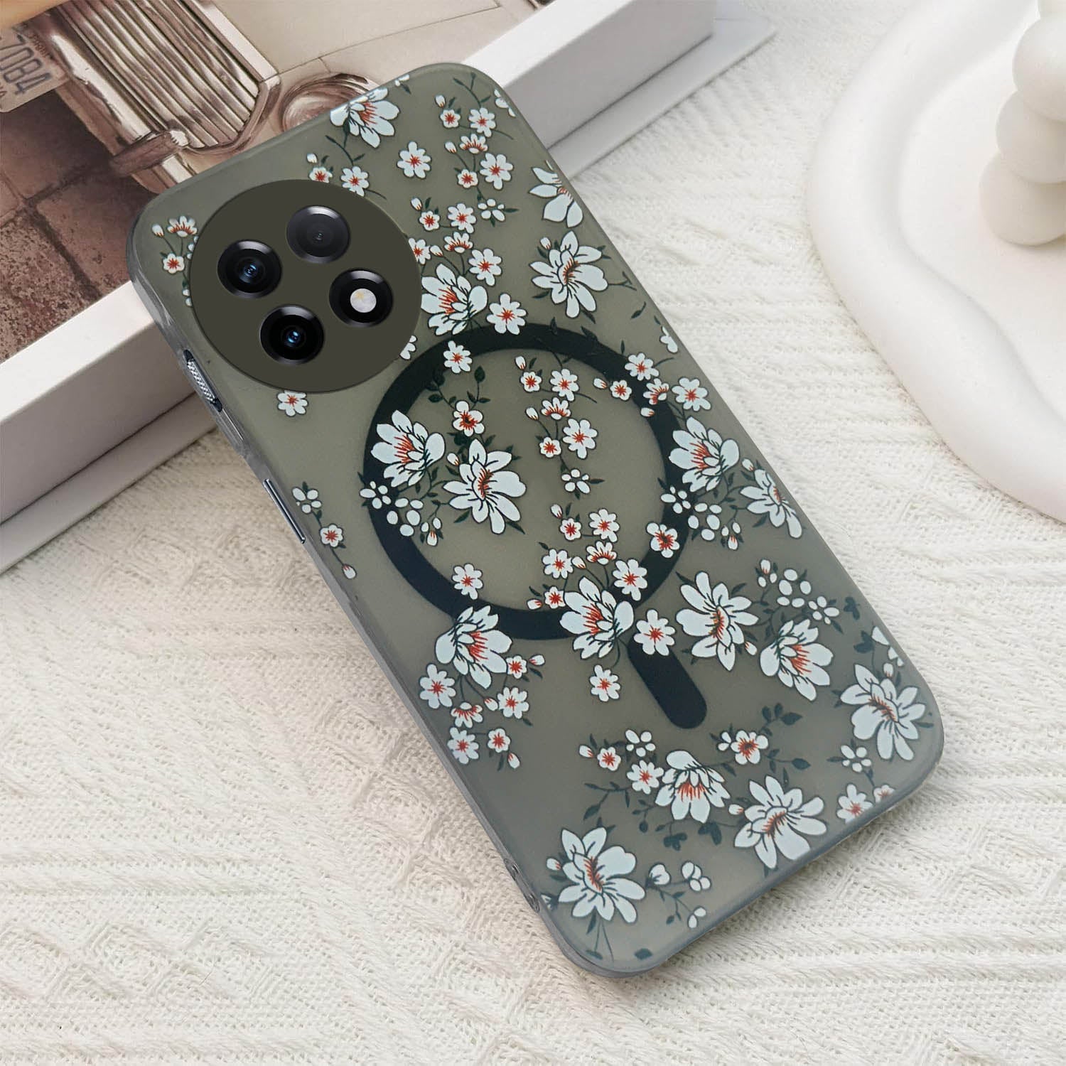 For OnePlus 11R Back Cover Case (Cute Floral Design | Flower Print for Girls | MagSafe Compatible Wireless Charging)