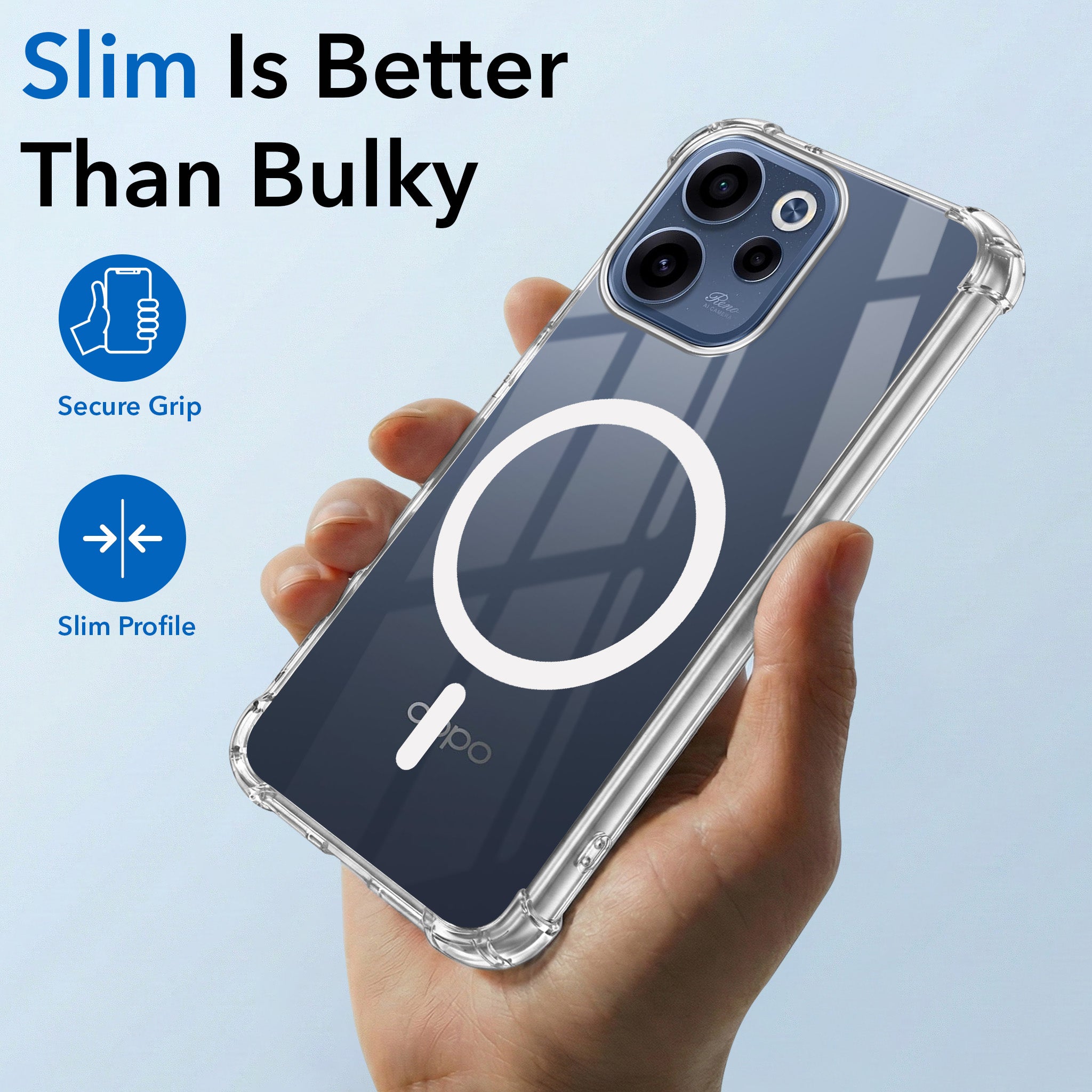 For Oppo Reno 15c Back Cover Shockproof Crystal-Clear (Magsafe Wireless Support | Drop & Camera Protection | Hard Polycarbonate)