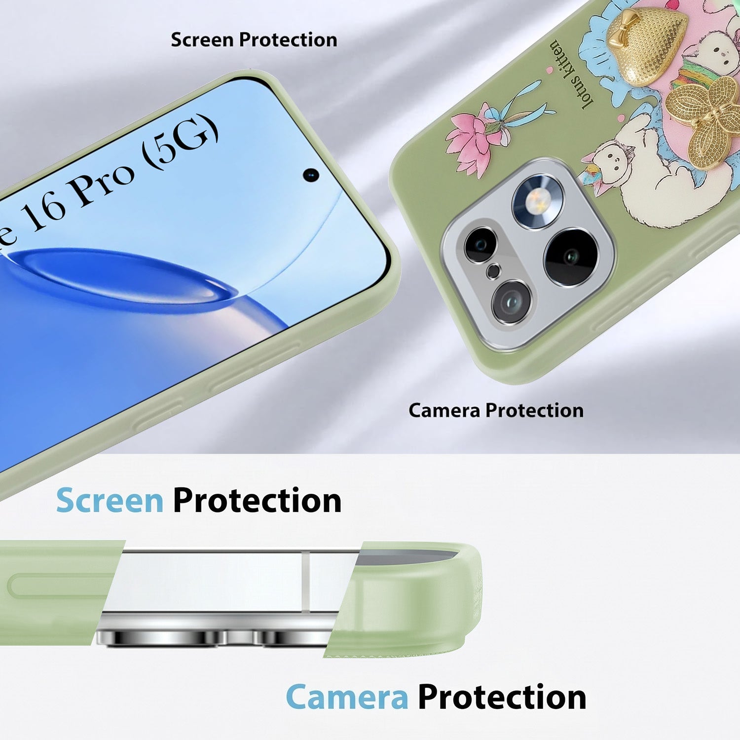 For Realme 16 Pro Back Cover Case (3D Cute Heart Strap Holder | Camera Protection | Designer Girls Print)