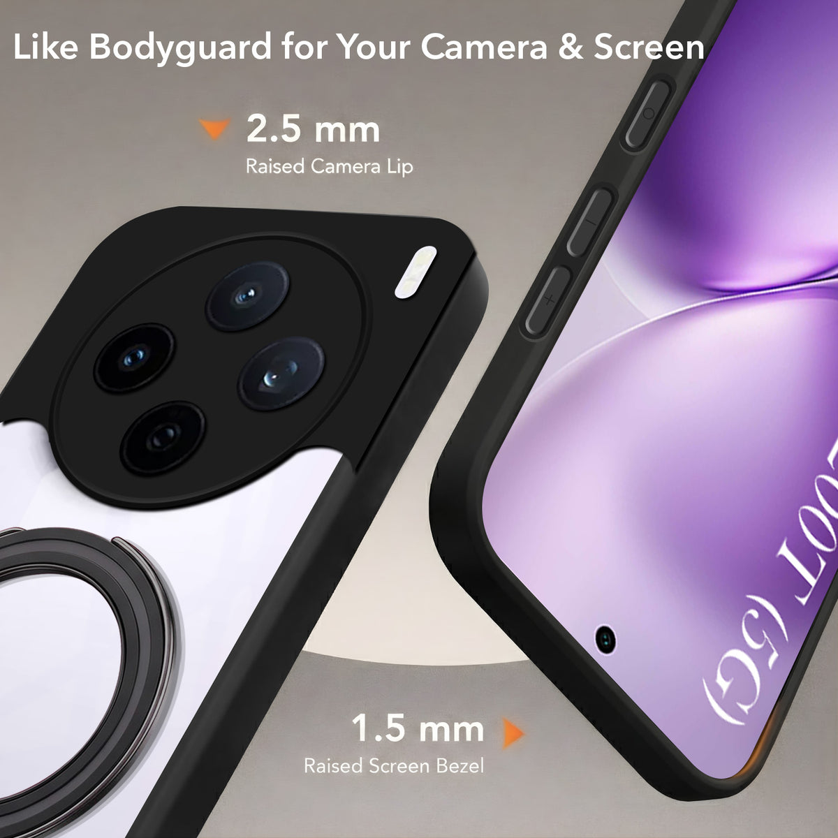 For Vivo X200T Back Cover Case (Kick Stand Ring Holder | Life time Anti Yellow | Camera Protection)