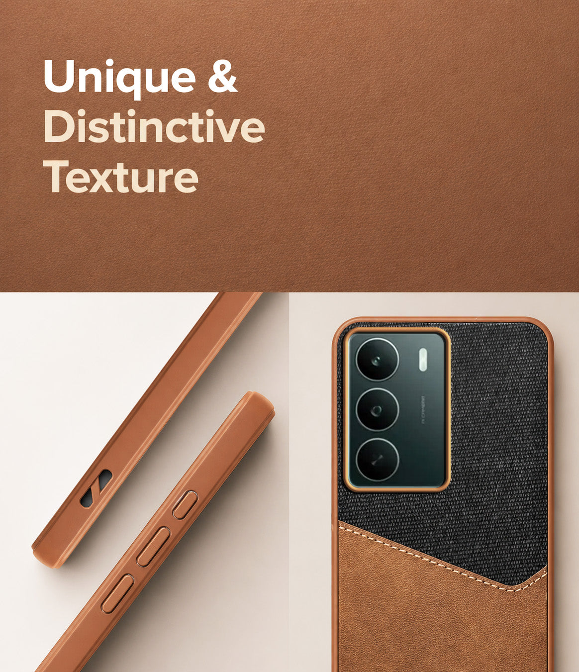 For Realme P3 lite Back Cover Case (Dual PU Leather Stitch | Professional Minimalist | Soft and Flexible)