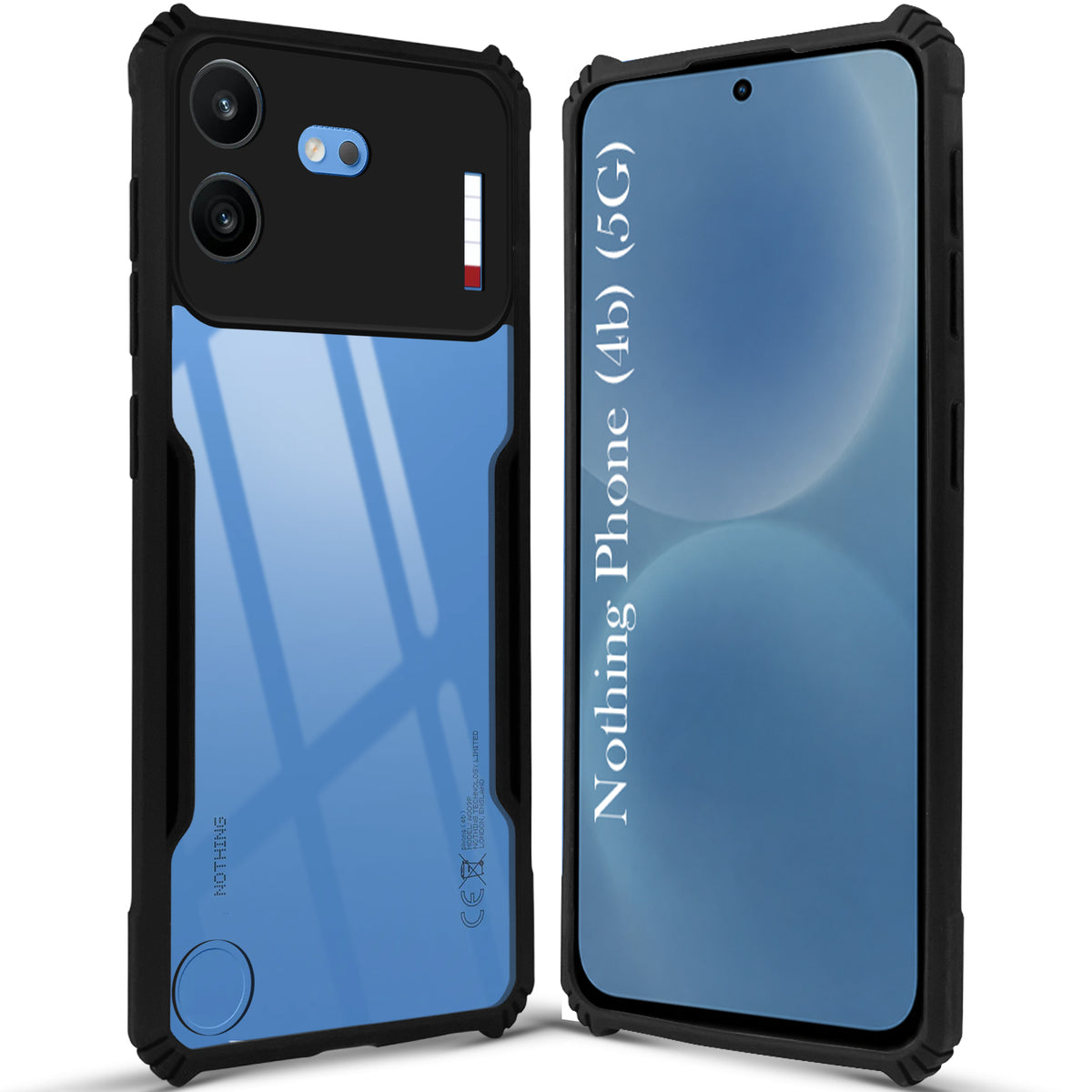 For Nothing Phone 4B 5G Back Cover Case Hybrid (Shockproof with Polycarbonate Clear Panel | Professional Black)