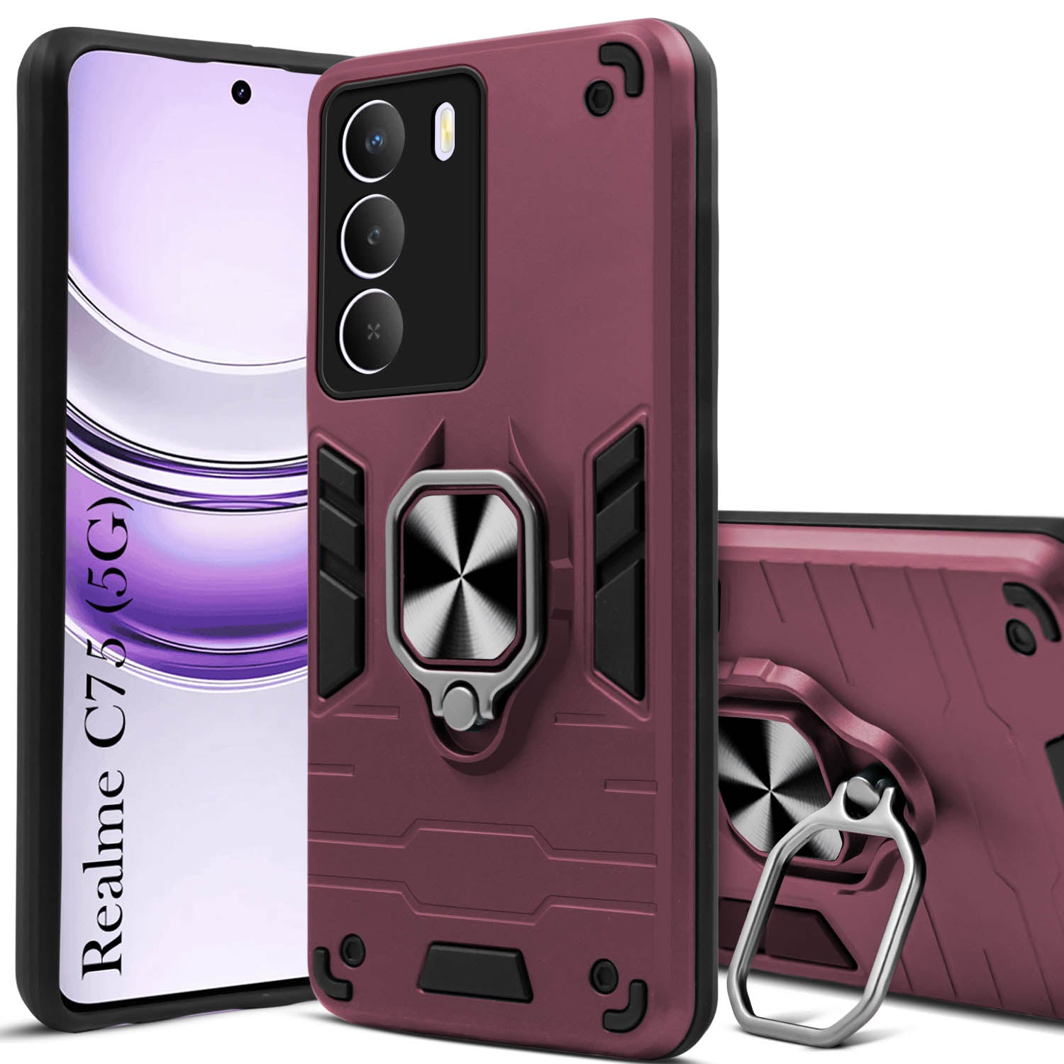 For Realme C75 5G Back Cover Case (Shockproof Polycarbonate Dual Layer Hybrid Armor)