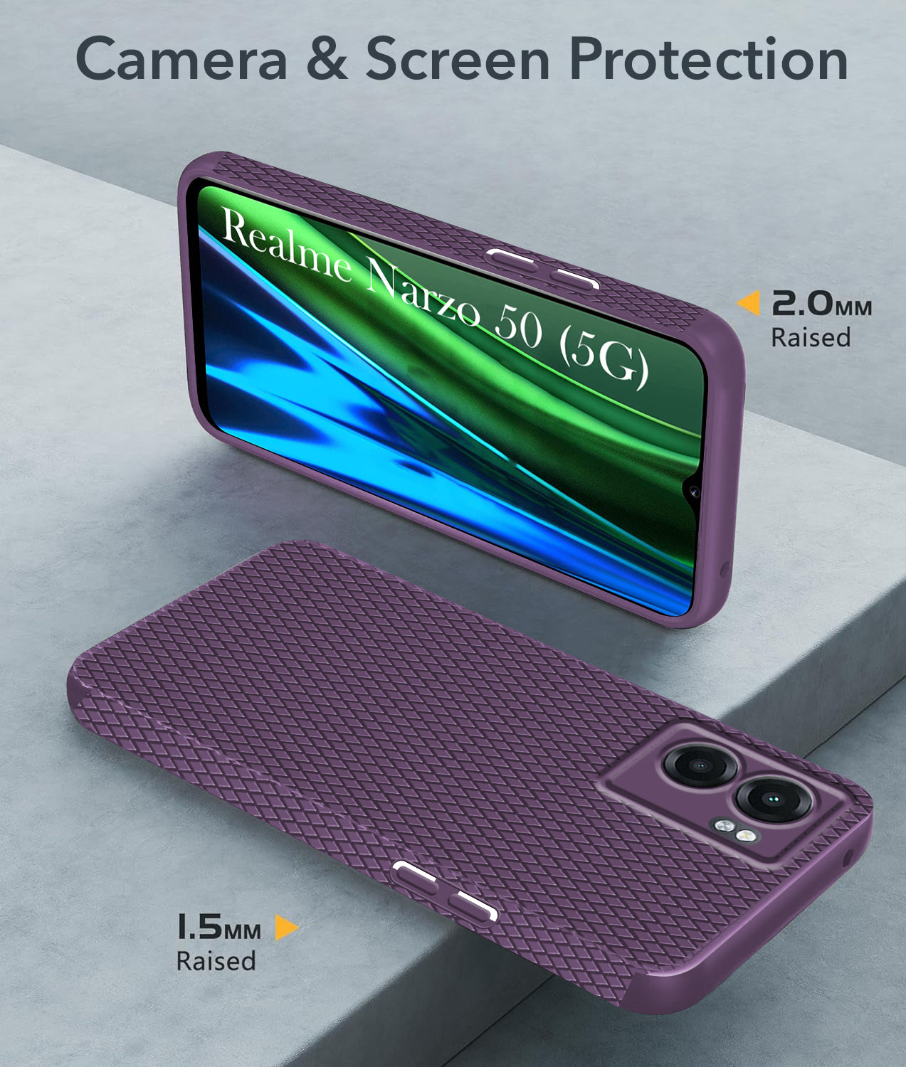 For Realme Narzo 50 5G Back Cover Case  (Liquid Silicone | Side Grip | Camera Protection)