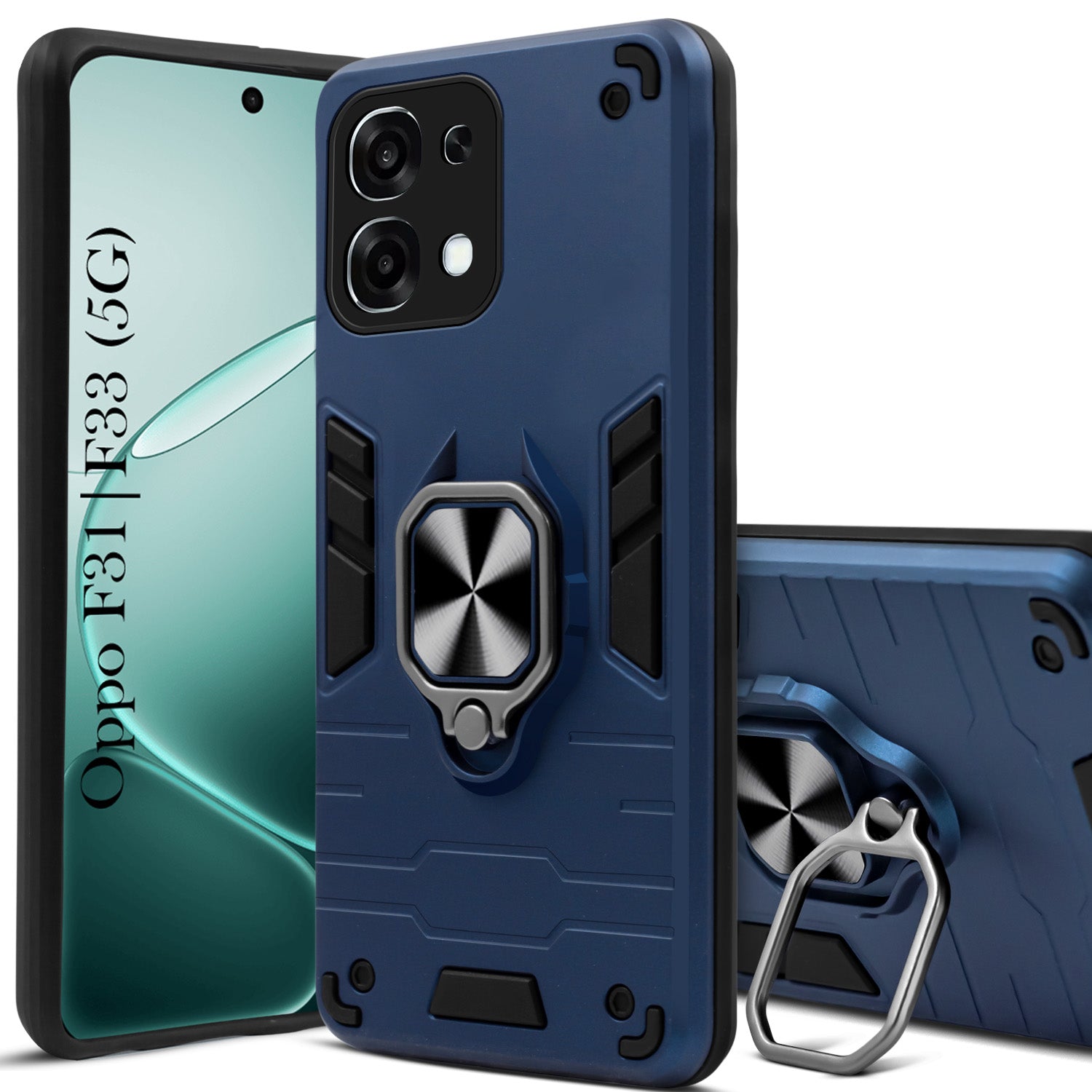 For Oppo F31 5G | Oppo F33 5G Back Cover Case Hybrid Armor (Shockproof Dual Layer Polycarbonate |Ring Holder Kickstand)